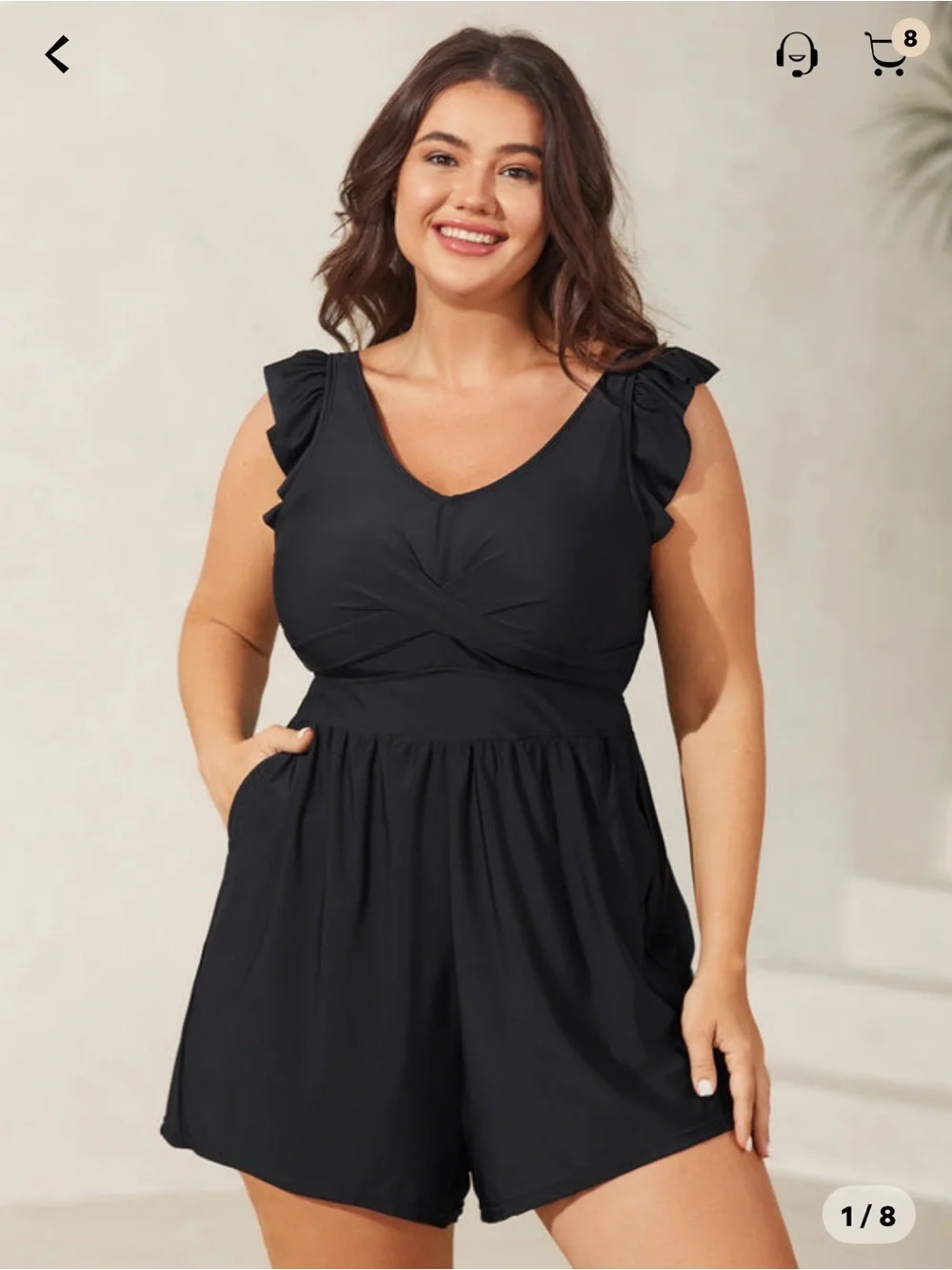 BloomChic Black Twist Front Ruffled One Piece Swimsuit