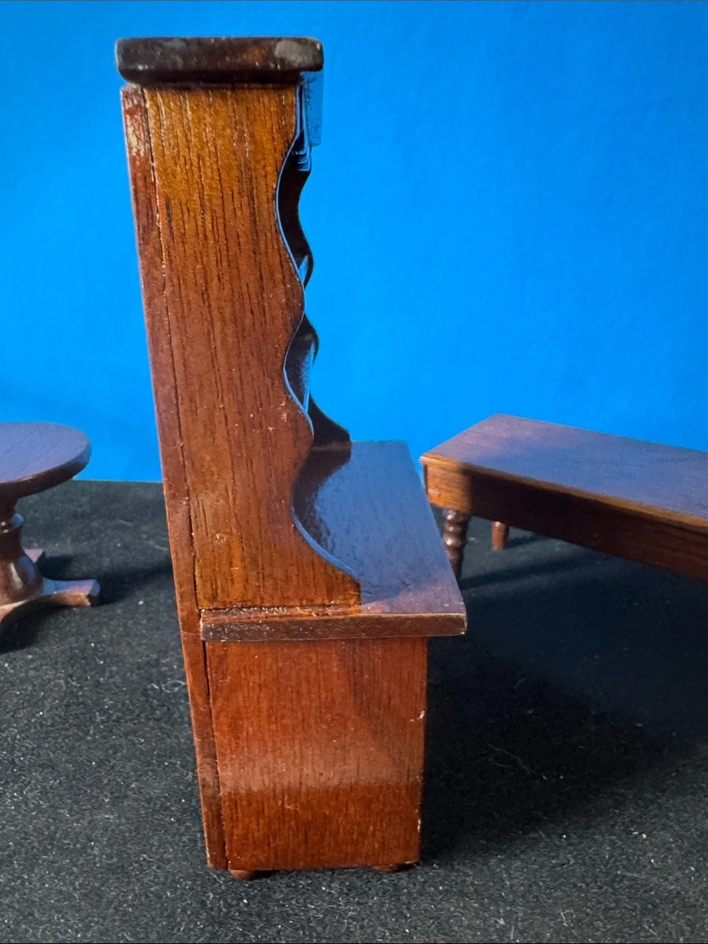 Vintage Miniature Wooden doll house Furniture Set - Dark Brown