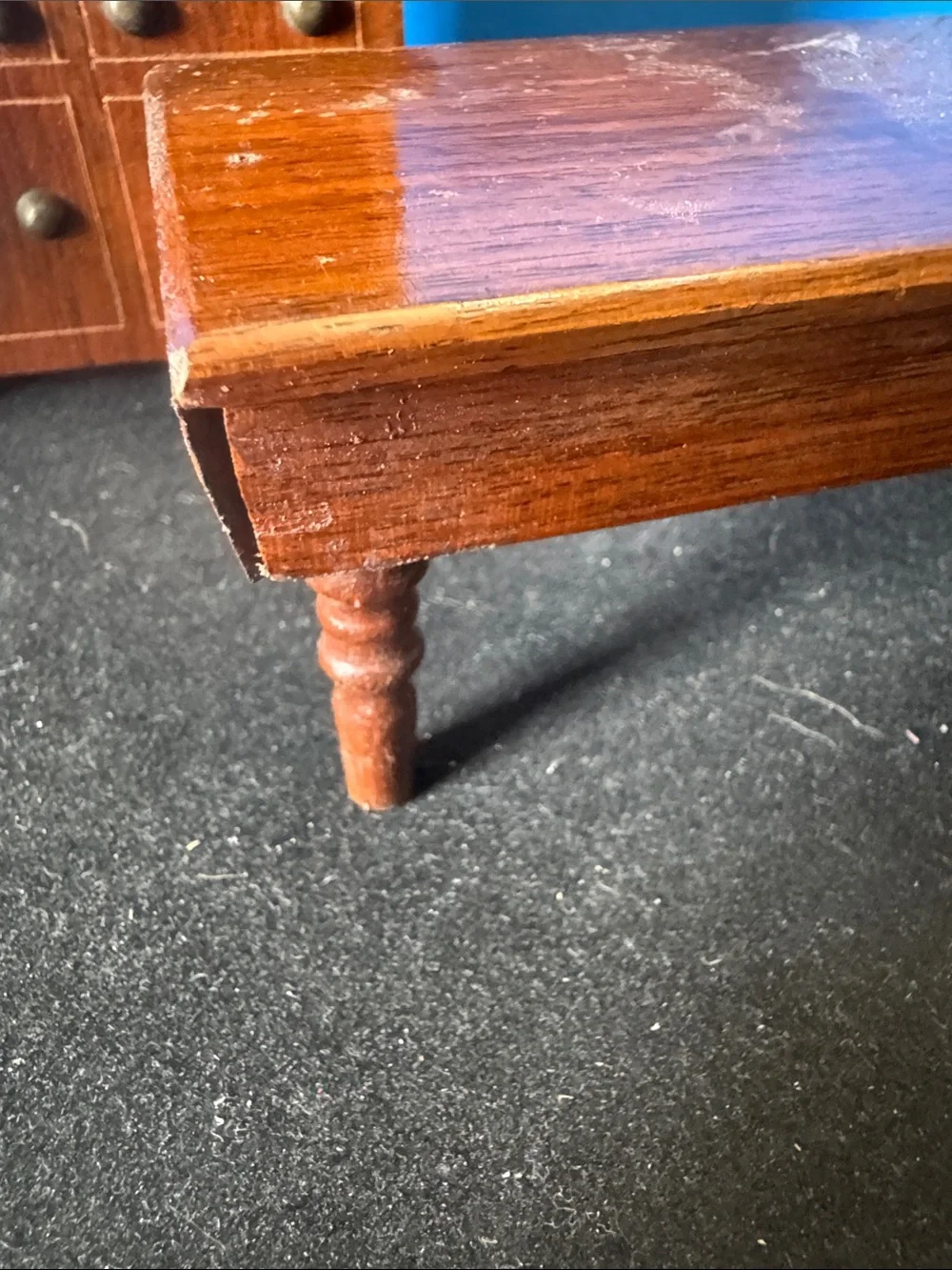 Vintage Miniature Wooden doll house Furniture Set - Dark Brown