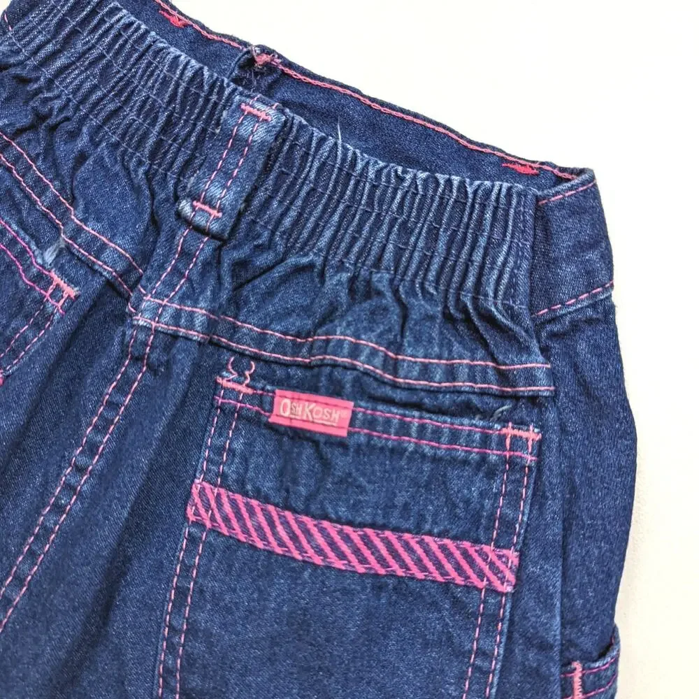 Vintage Oshkosh B'gosh Skirt Girls Size 6 Blue Denim Ruffle 90s