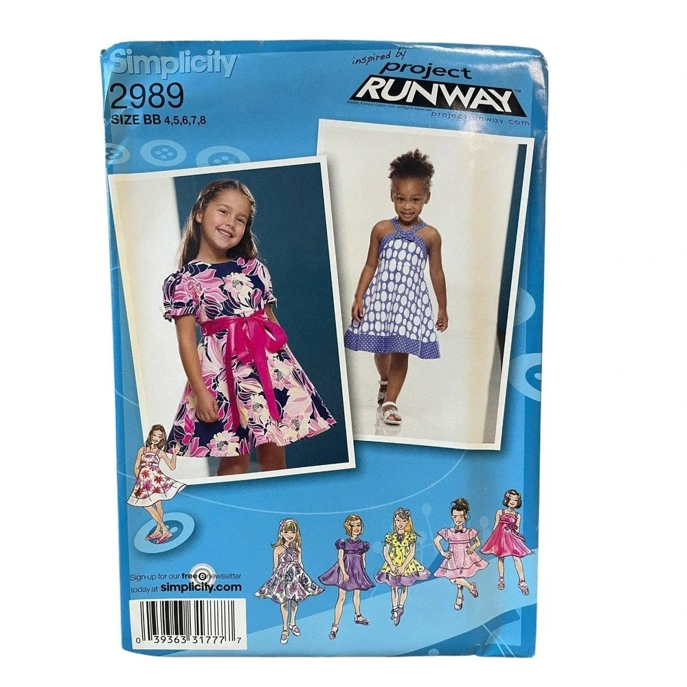 Simplicity 2989 Toddler Child Dress Sewing Pattern Size‎ 4-8 Project Runway