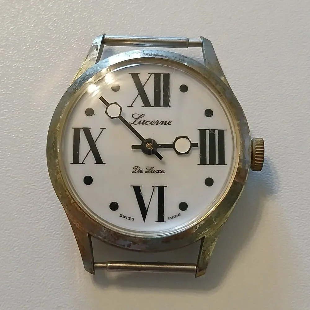 Vintage 1970s Lucerne De Luxe Swiss Made Manual Wind Men's Watch 36mm Mechanical