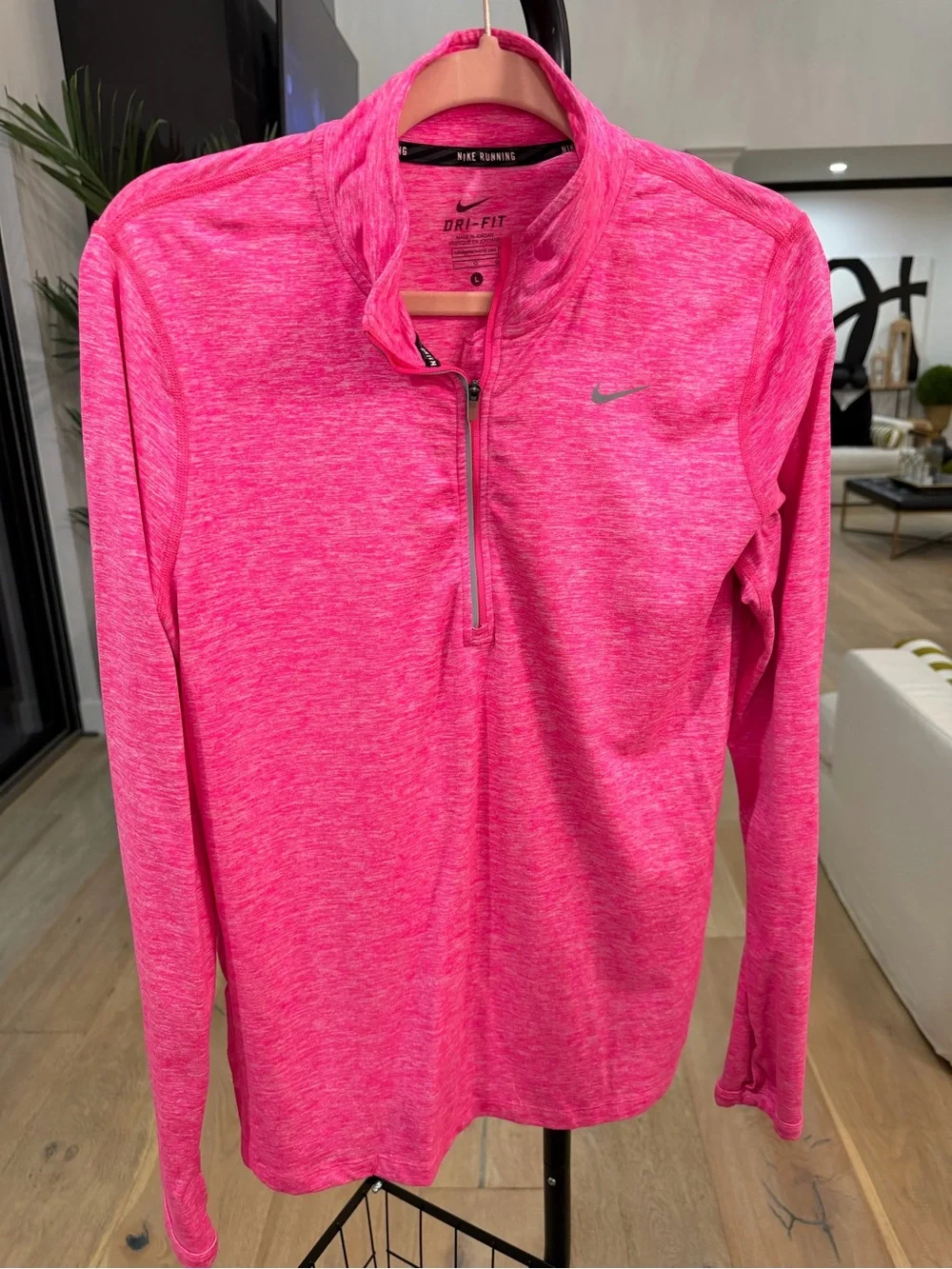 Nike Women’s Hot Pink Dri-FIT Long Sleeve Quarter-Zip Top