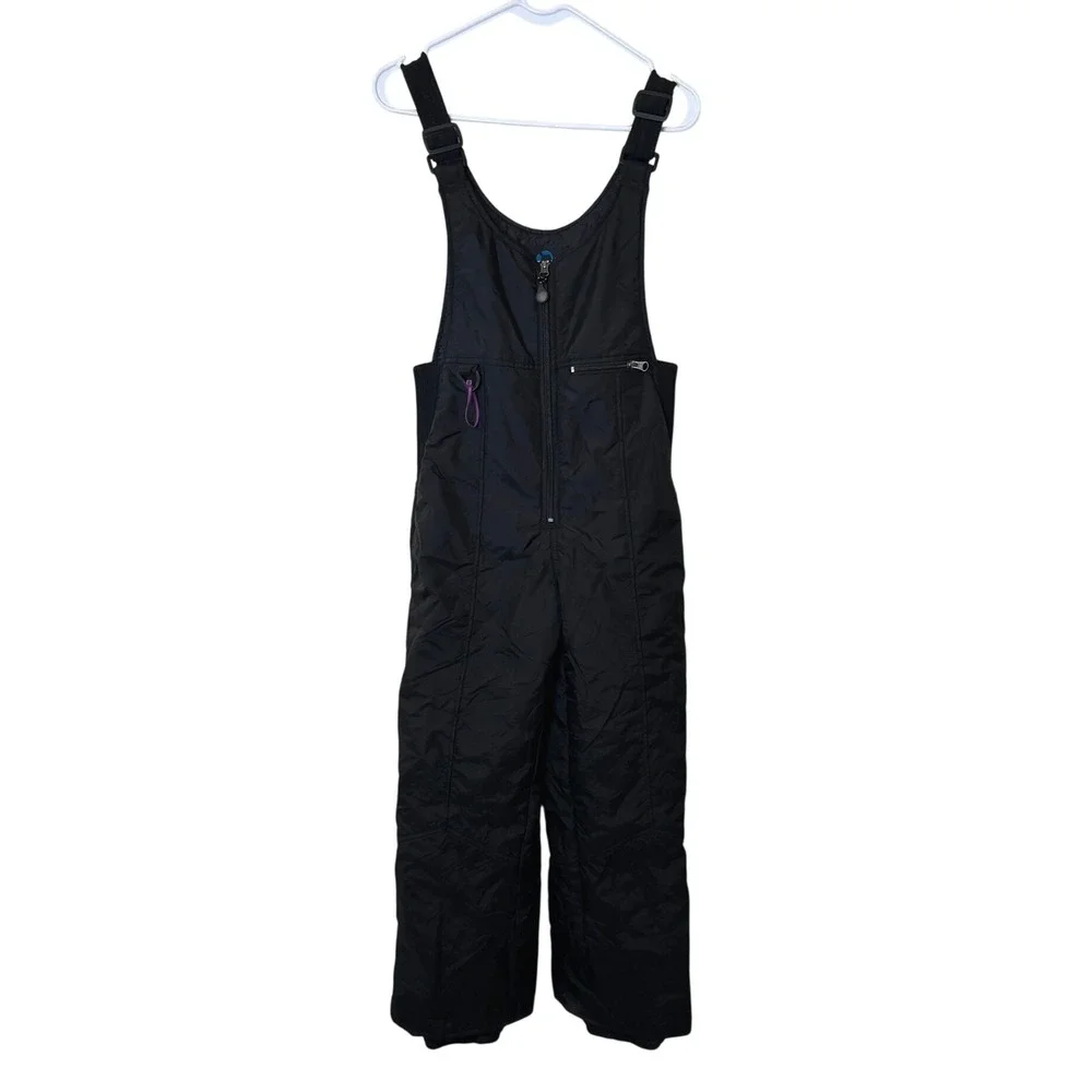 Rawik Kids Black Insulated Snow Bibs Overalls Size Large Winter Outdoor Warm