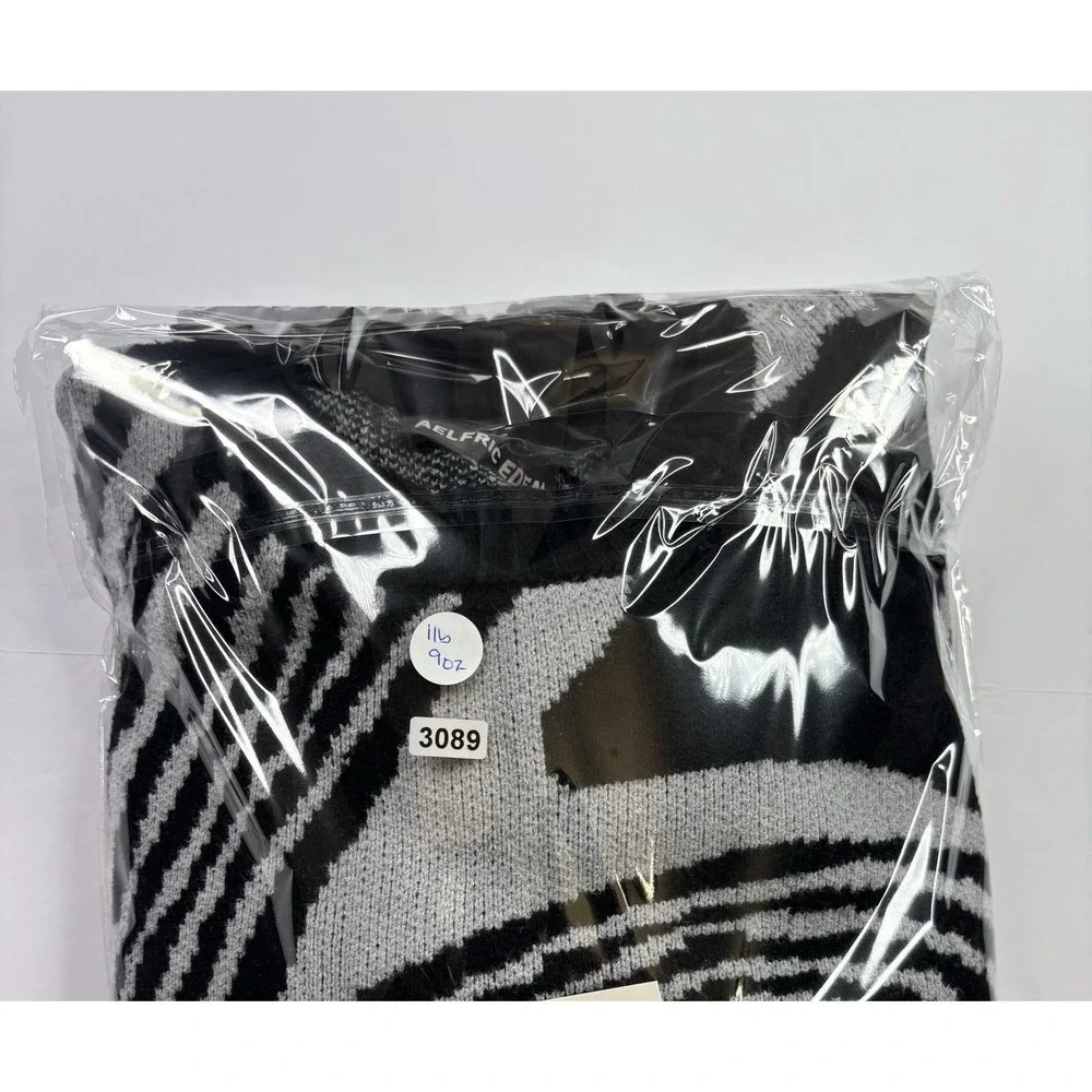 Aelfric Eden Whirlpool Knit Pullover Sweater Mens XL (Fits L) Black White Unisex