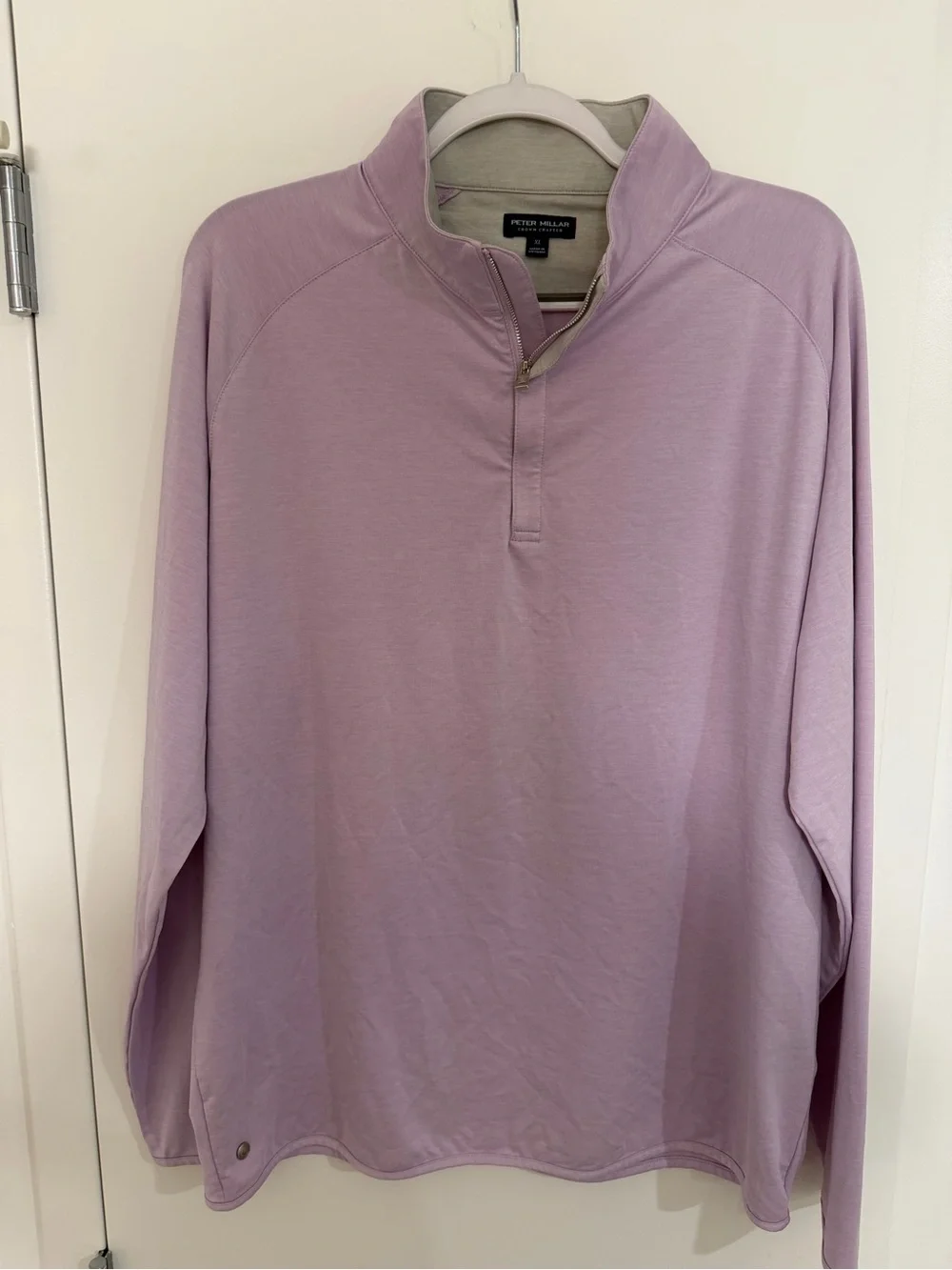 Peter Millar Men's Light Lavender Zip-Neck Pullover
