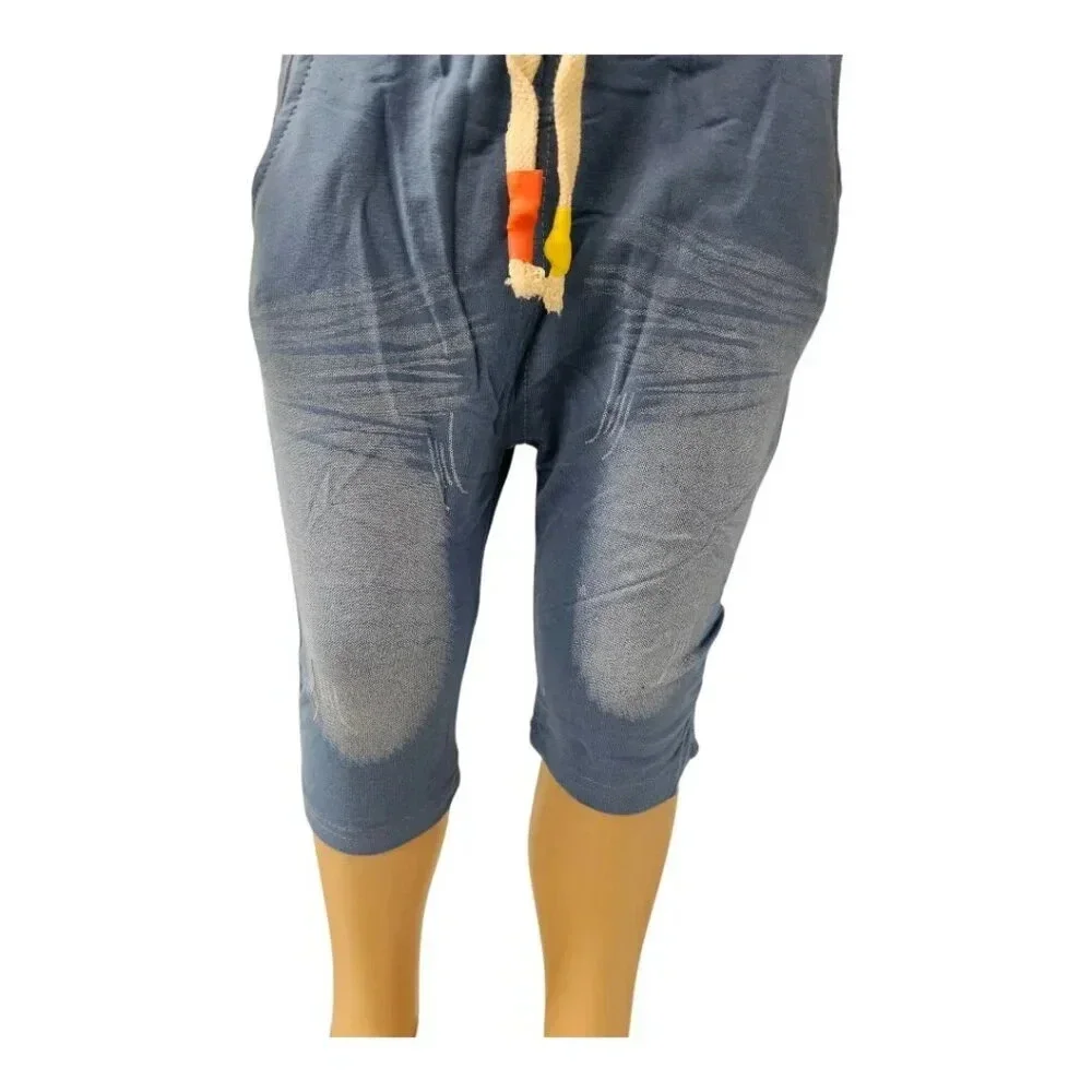 2T Baby Boys White and Blue Shorts and Tshirt Faux Vest 2pcs Set