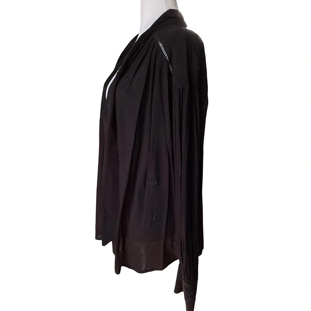 Free People Wishful Moments Peasant Blouse Black Size Medium