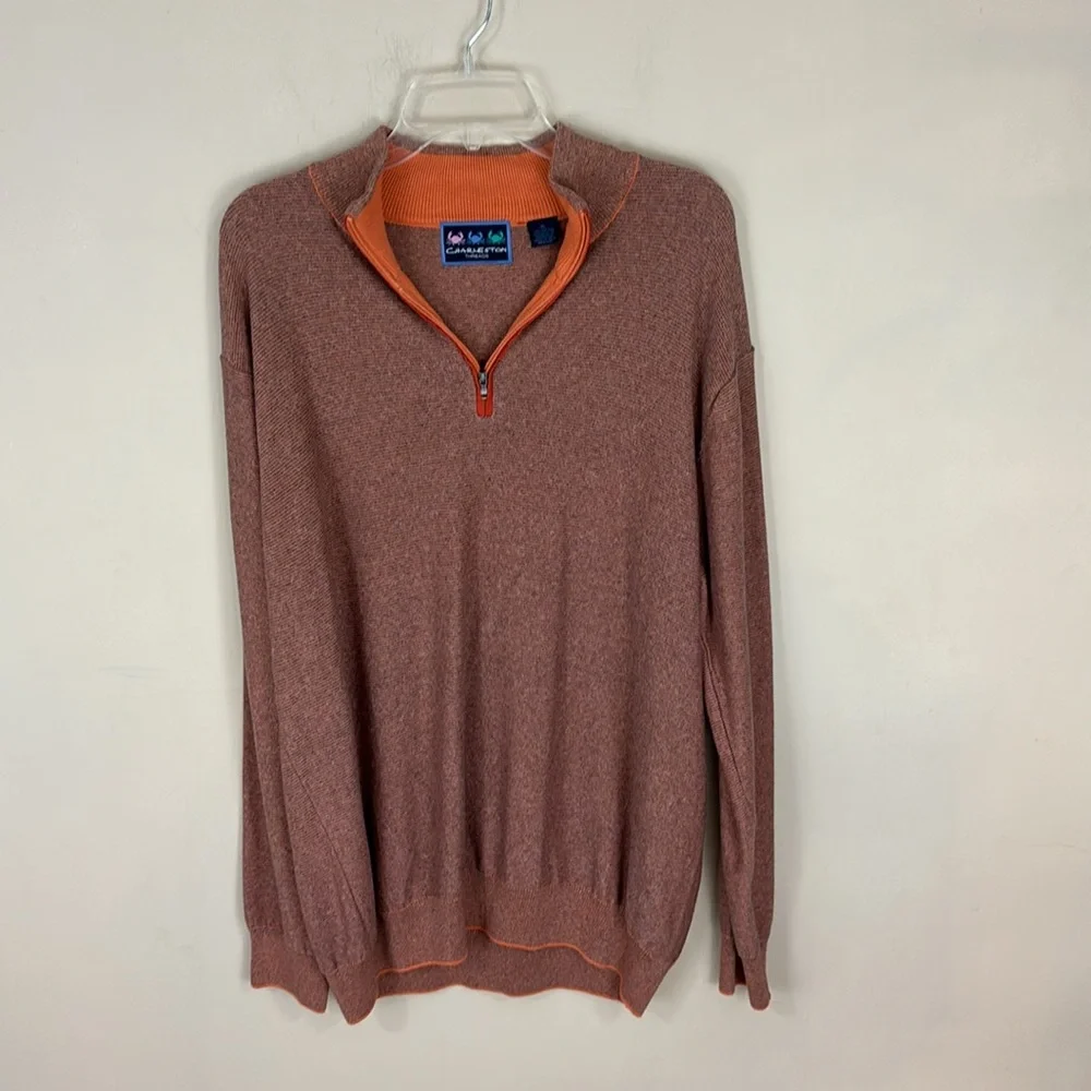 Charleston Threads 1/4 Zip 100% Cotton Golf Sweater Size XL