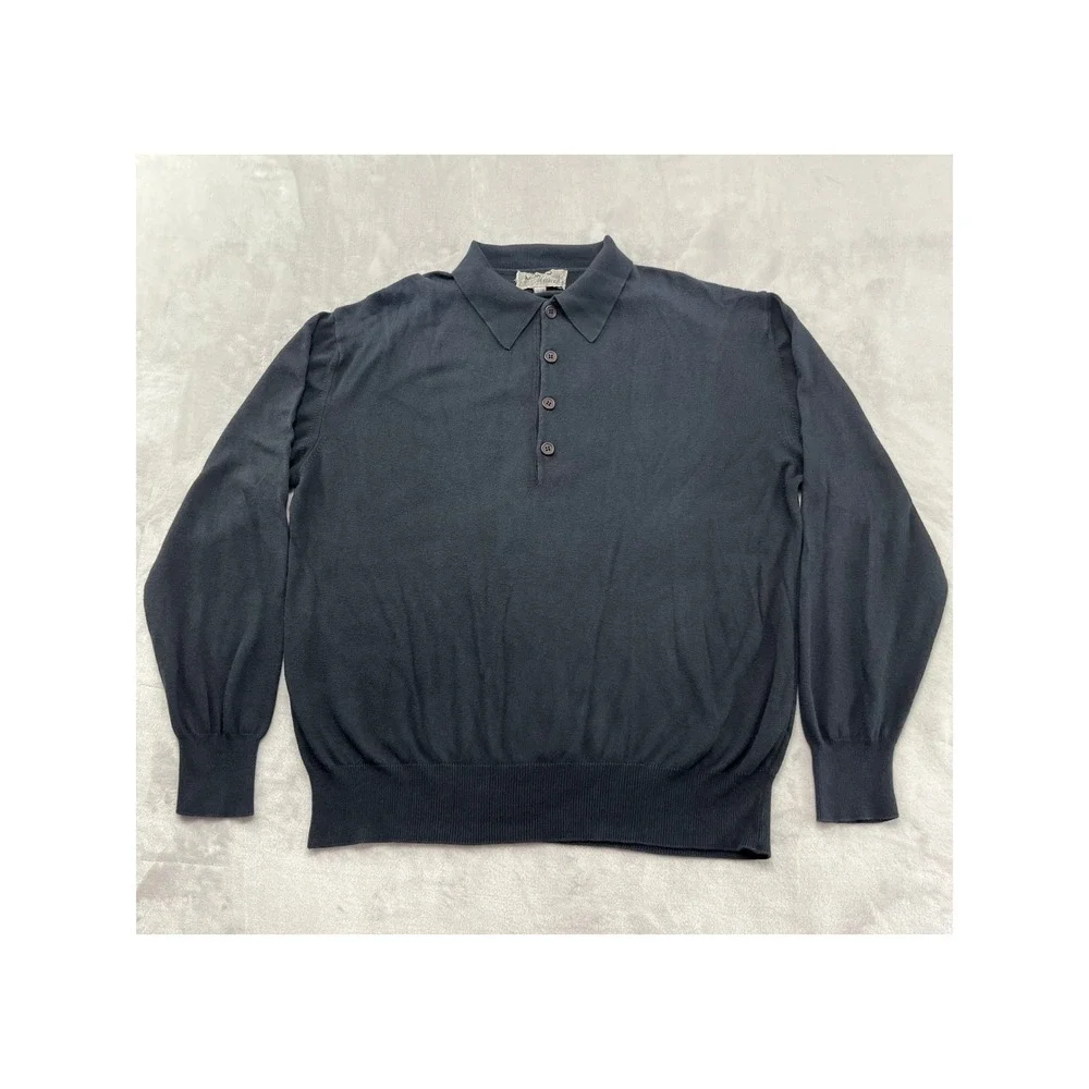 Mondo di Marco Polo Sweater Men Medium Black Made in Italy Knit Long Sleeve City