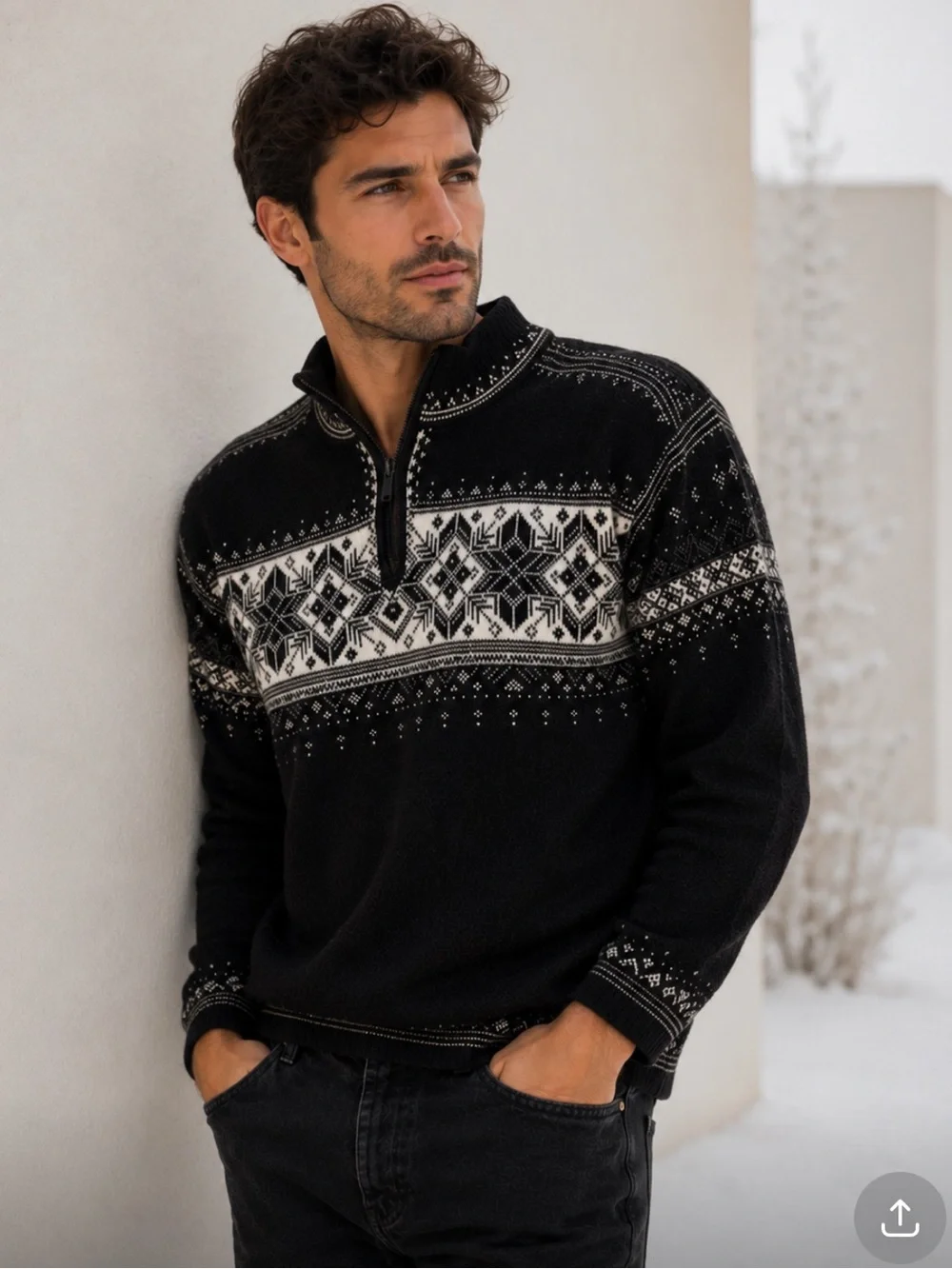 🔥NEW DALE OF NORWAY Blyfjell Sz L Quarter Zip STUNNING! WOOL Fairisle PriceFirm!