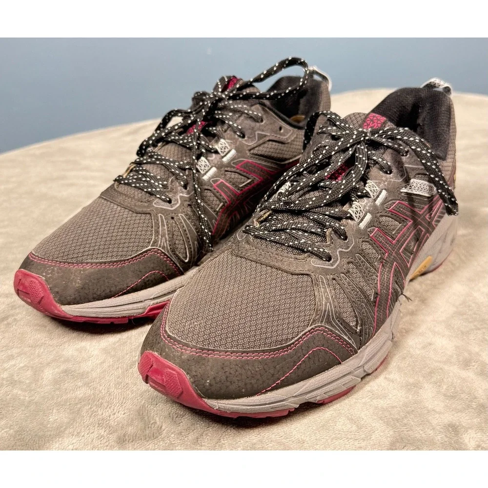 Asics Gel Venture 7 Shoes Womens 9.5 Gray Pink Trail Running Sneakers