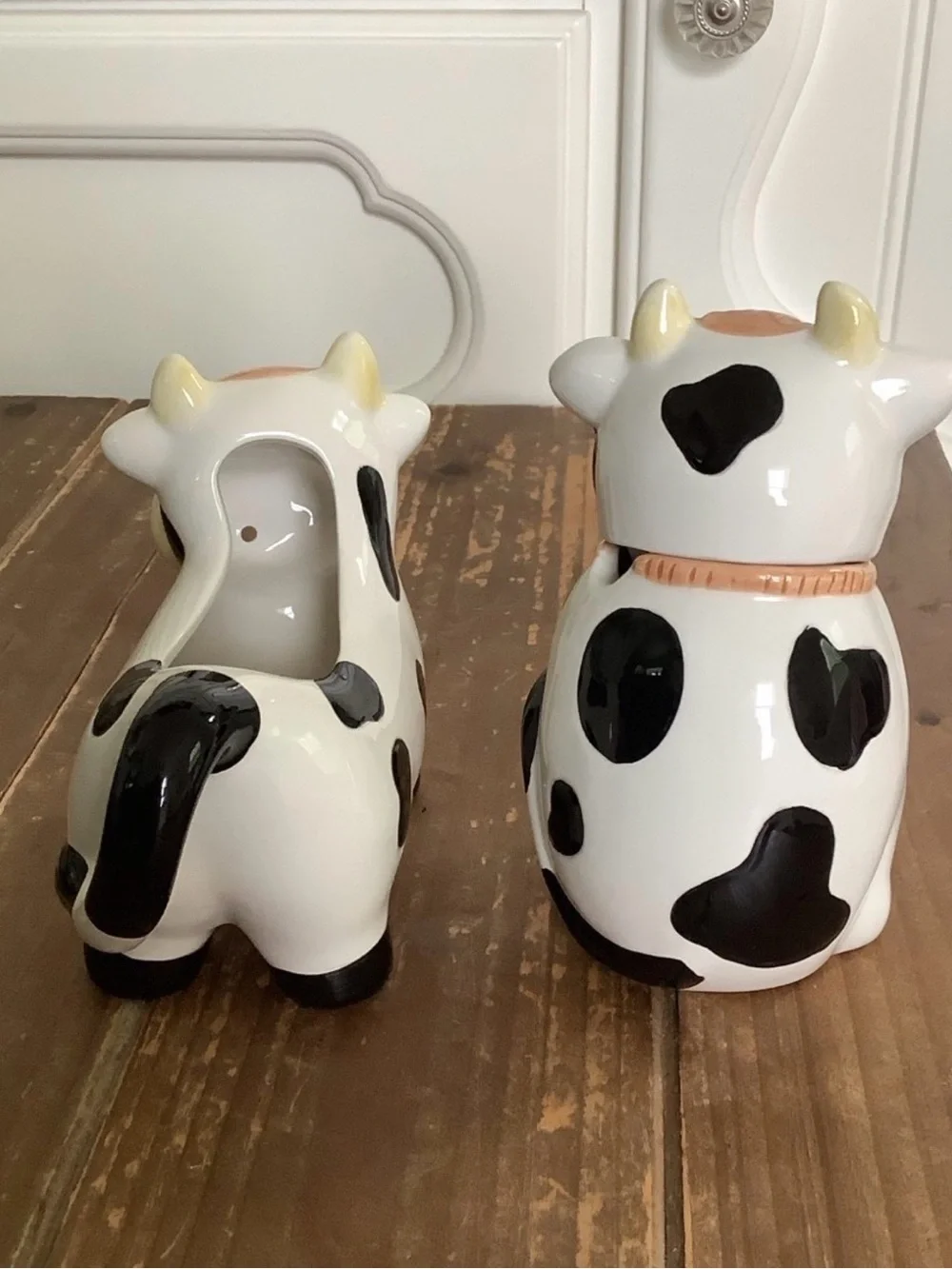 Ceramic Cow creamer and sugar set