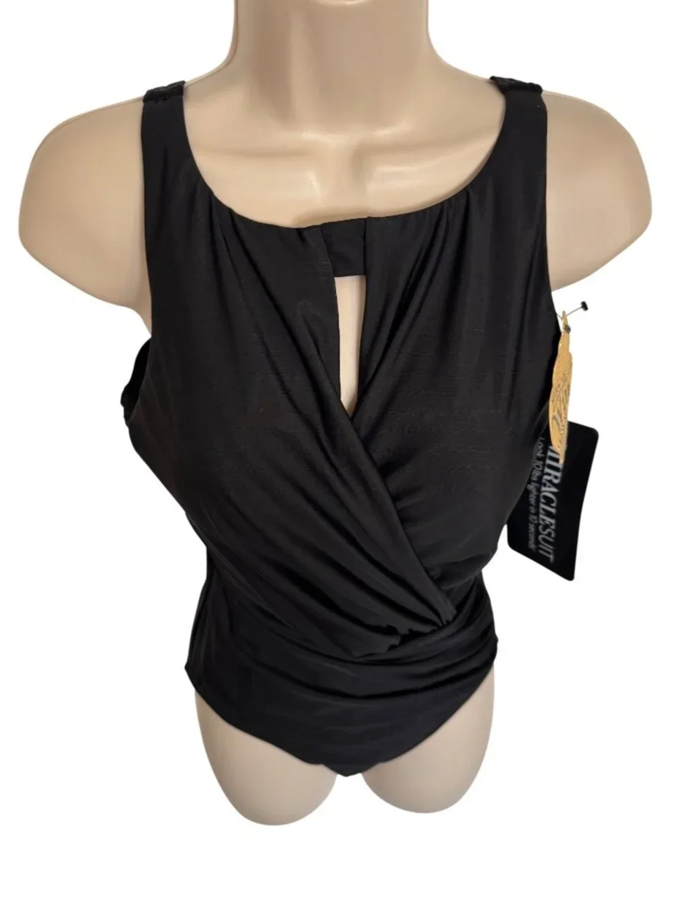Miraclesuit Arden Size 10DD Black High Neck One Piece Swim NWT $178