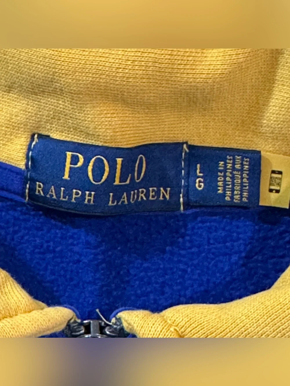 Vintage Ralph Lauren Polo Track Half-Zip Sweater in Royal Blue and Yellow