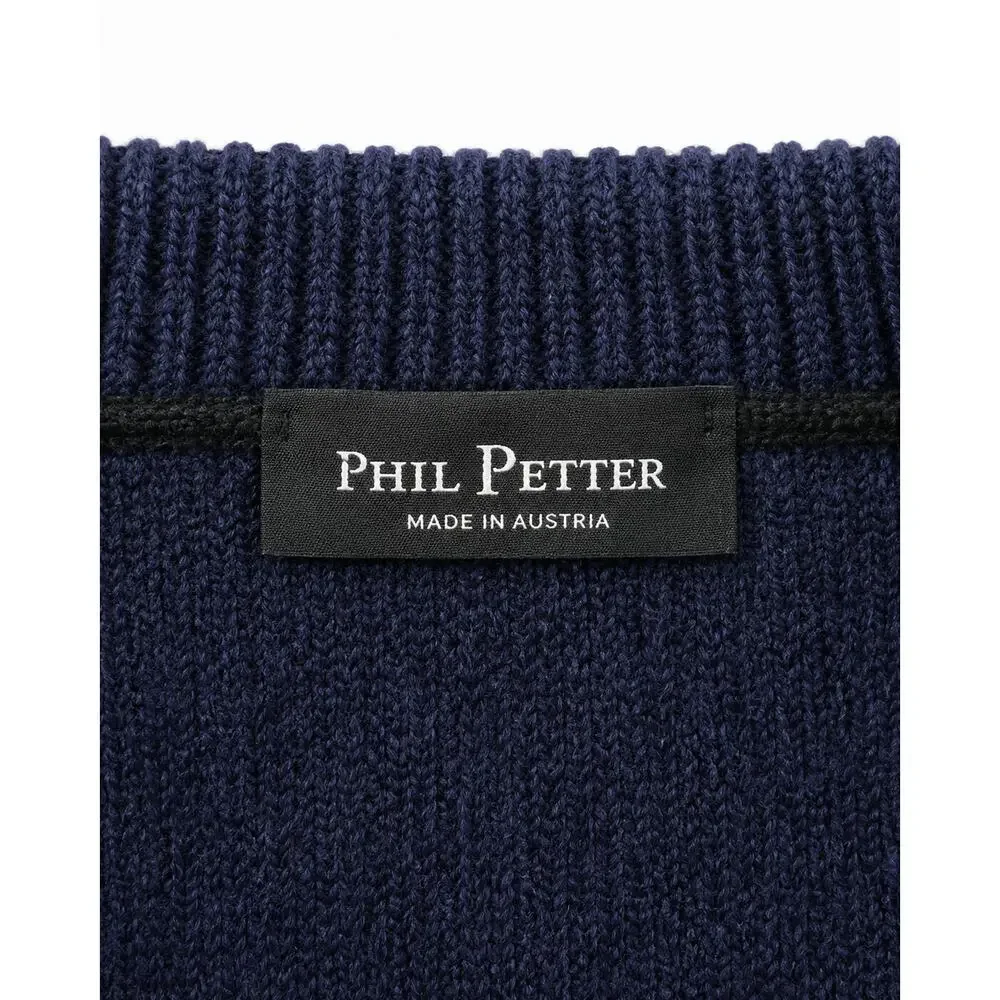 Phil Petter Austria Navy Wool Blend Zip Cardigan Jacket XL 48