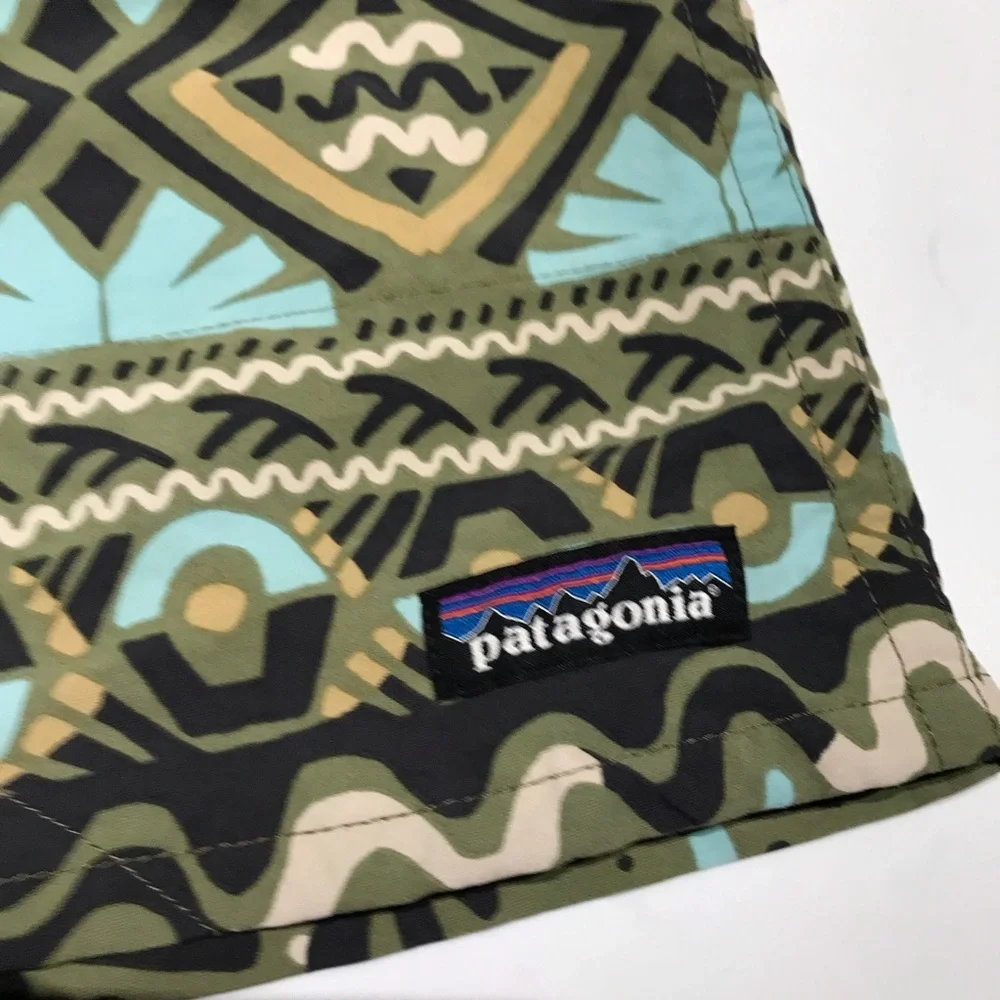 Patagonia Green Geometric Swim Trunks Small
