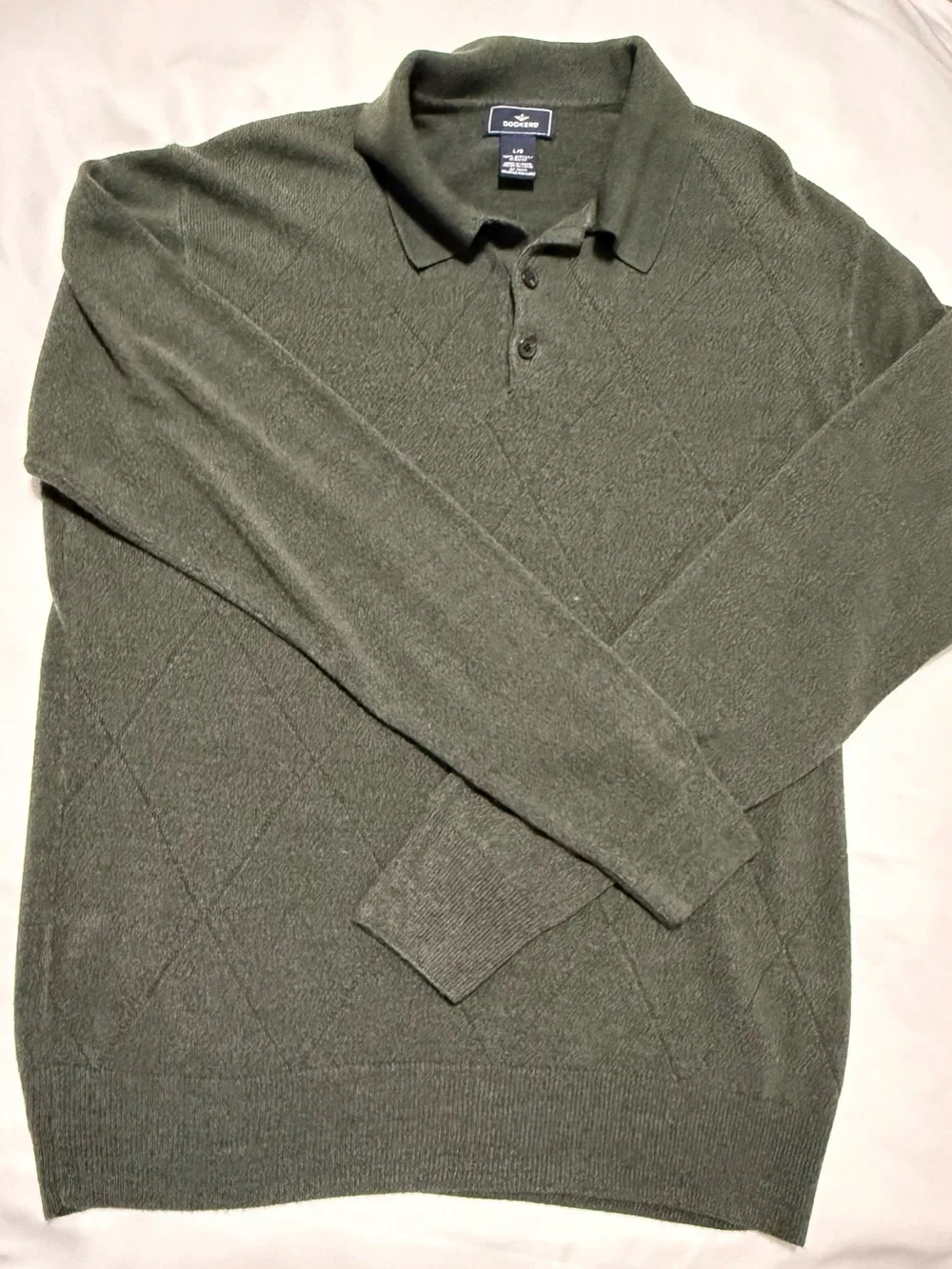 Dockers Men's Olive Green V-Neck Polo Sweater