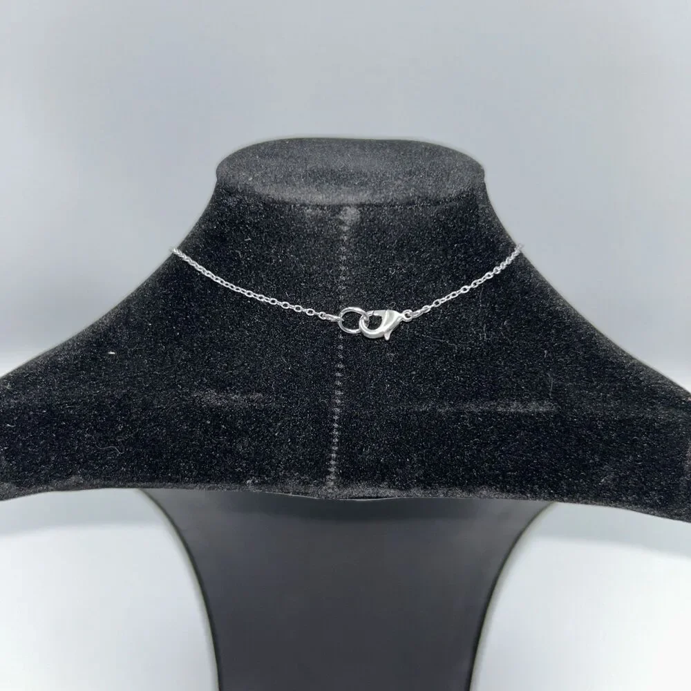 Vintage Silver Tone White Rhinestone Cross Pendant 18