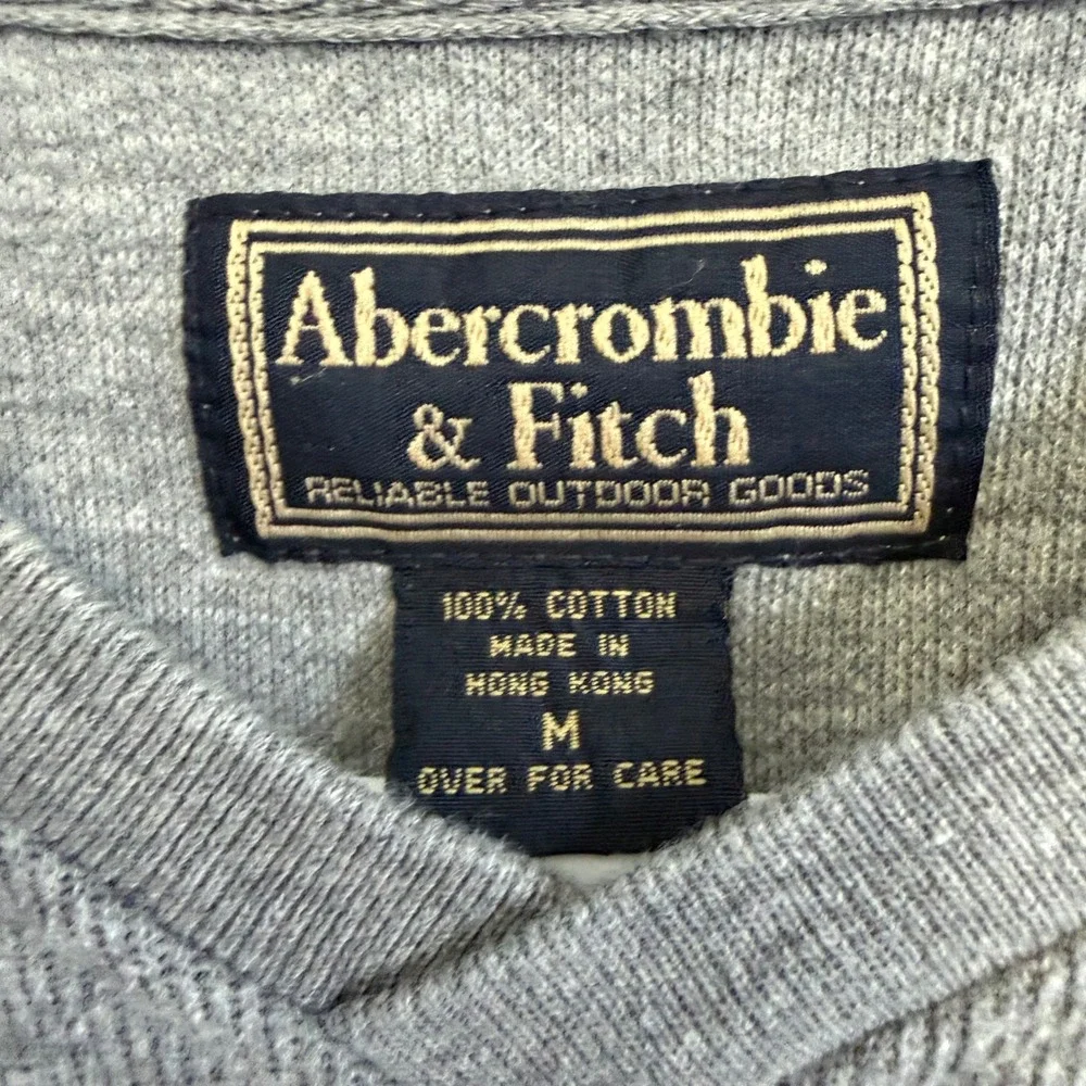 Abercrombie & Fitch V-Neck Sweater Mens Medium Gray Striped cotton