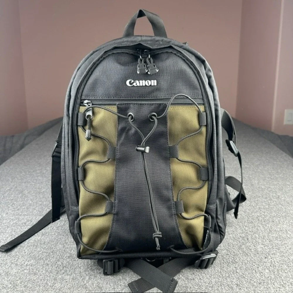 Canon Deluxe Photo Backpack 200EG Black Olive Green DSLR Camera Bag Case