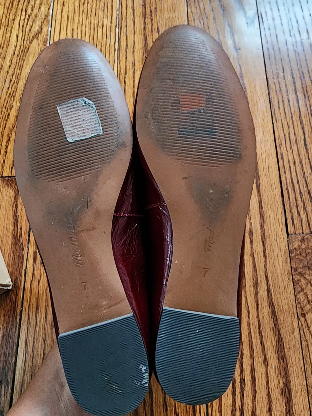 Madewell Remy Crinkled Patent Leather Mary Jane Flat 7 Wine Burgundy Balletcore