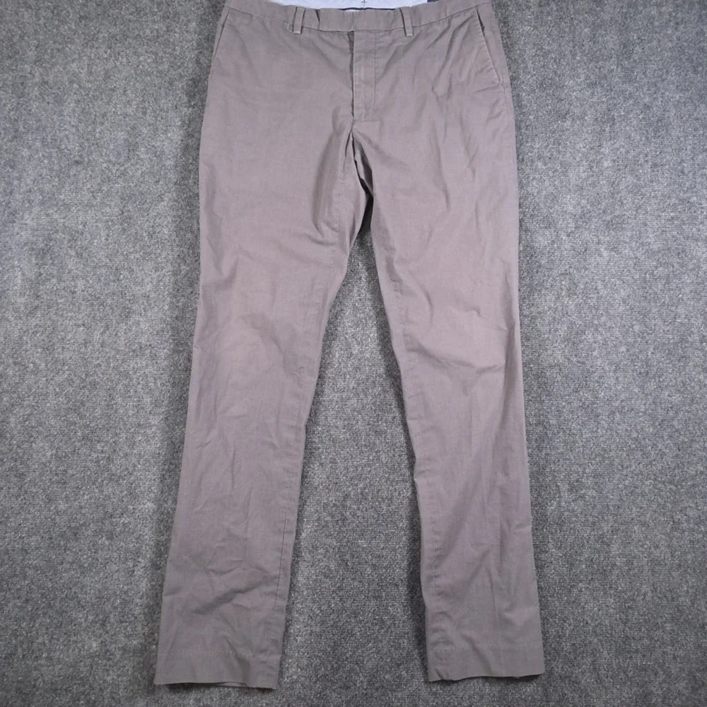 Polo Ralph Lauren Slim Fit Chino Pants Mens 34x34 Gray Flat Front Preppy