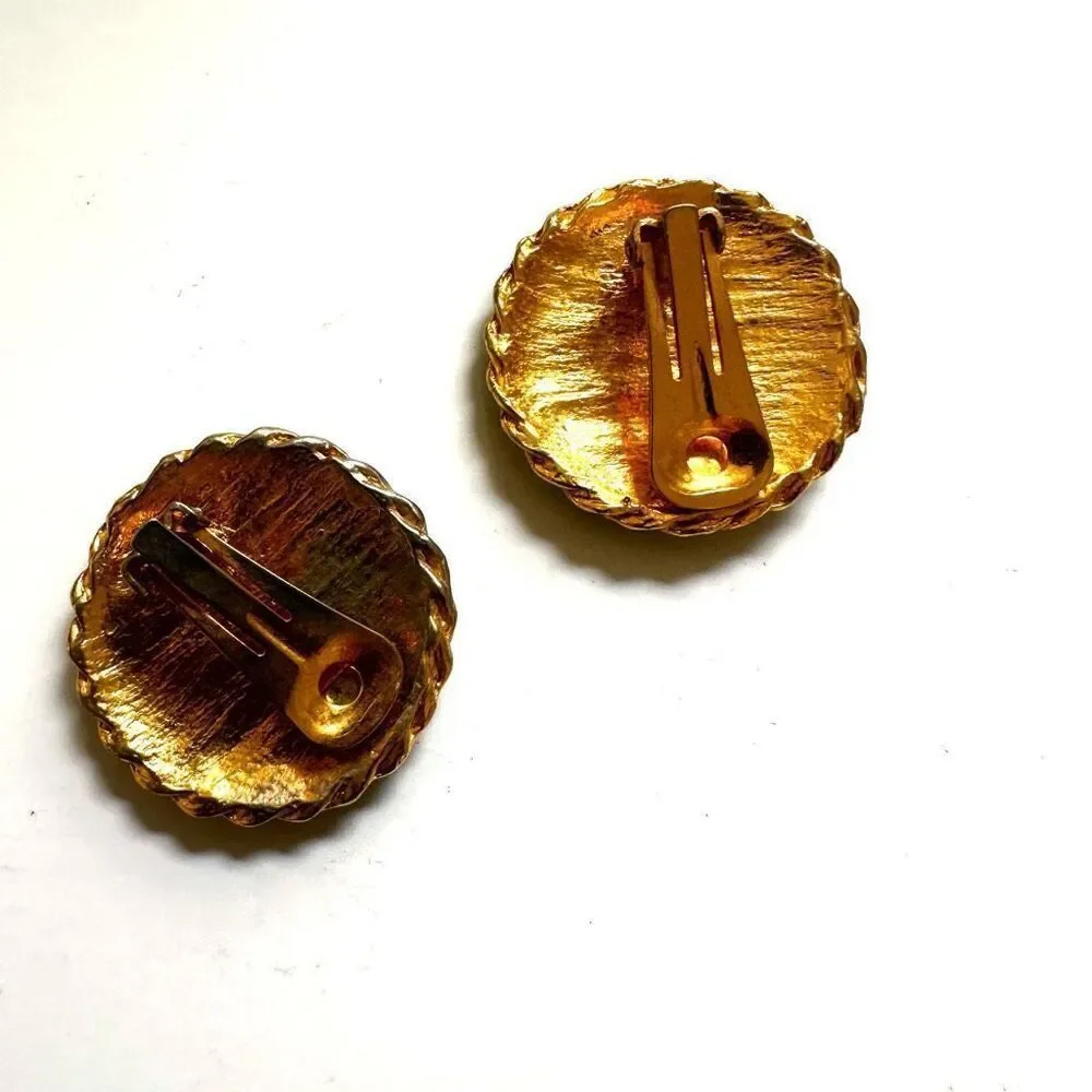 Navy round nautical clip earrings usually when