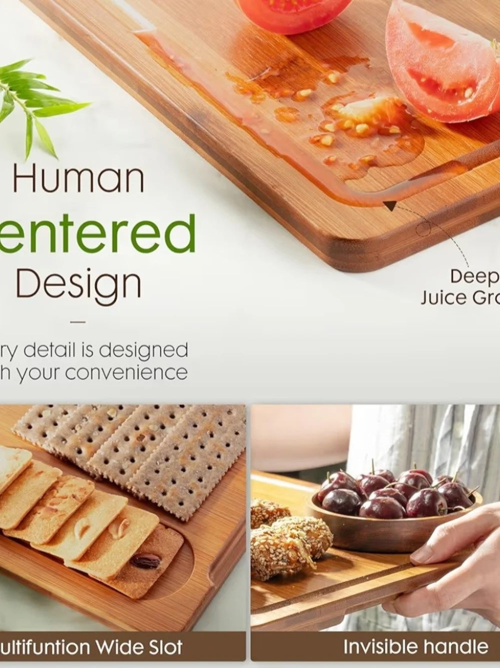 Bamboo Cutting Board Set in Natural Brown - 3-Piece
