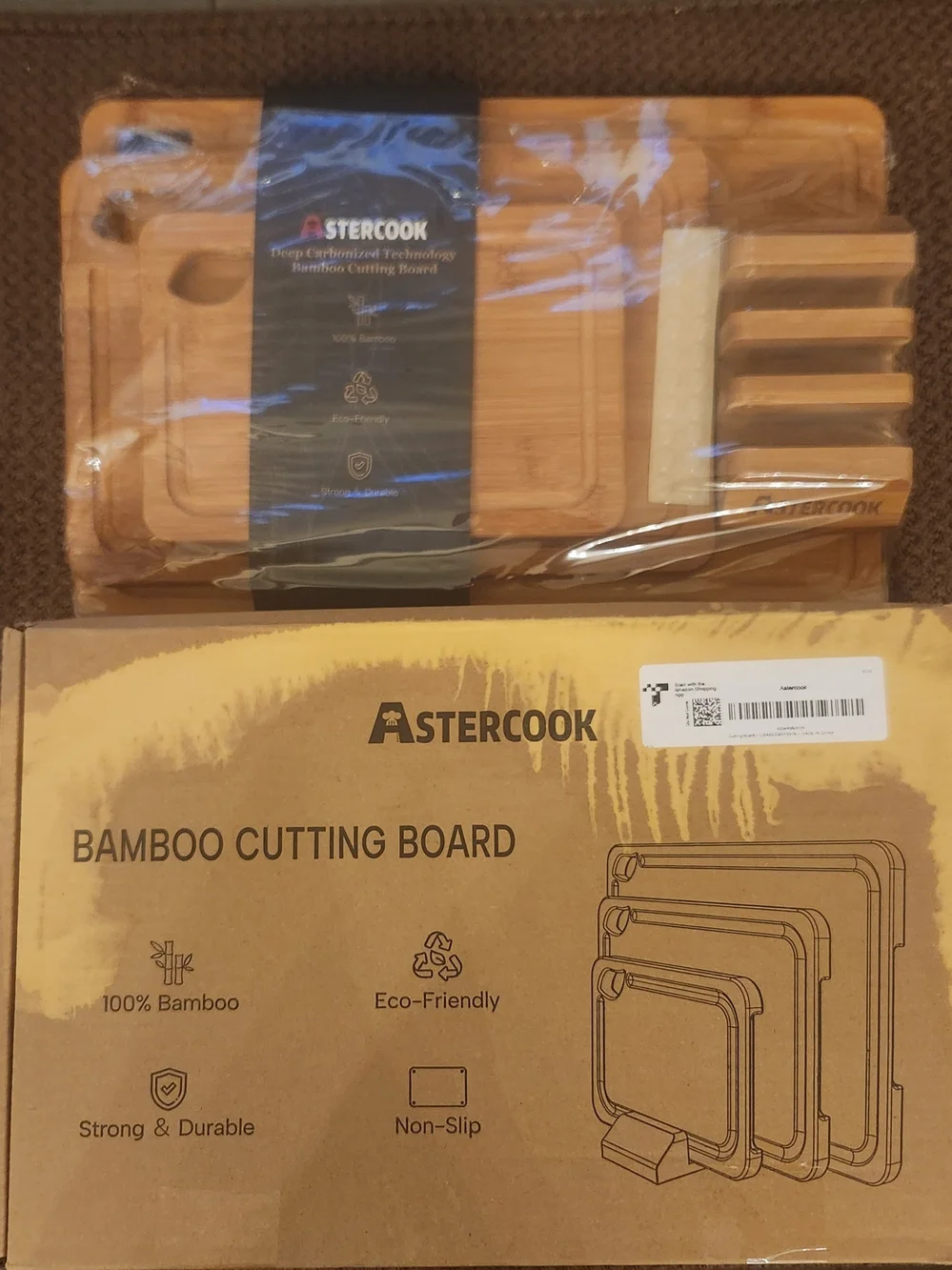 Bamboo Cutting Board Set in Natural Brown - 3-Piece