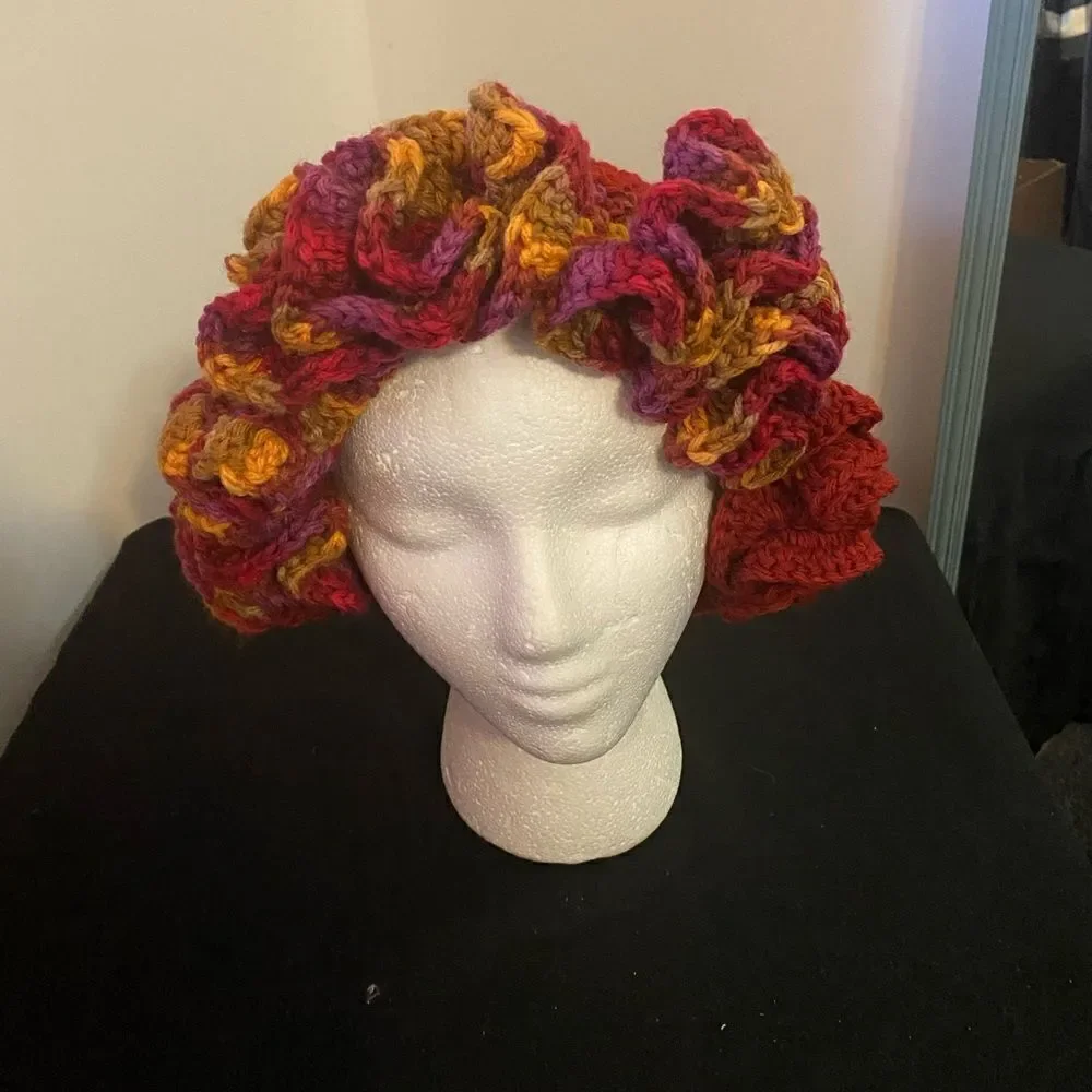 Handcrafted Crochet multi-color ruffle bucket hat