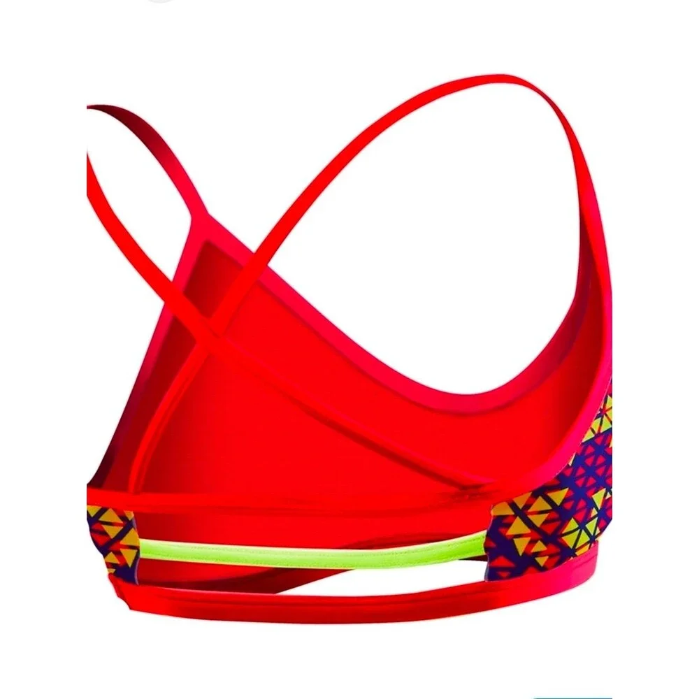 TYR Modena Trinity Bikini Top WBTMOD7A Red Yellow Women's Size S (4-6)