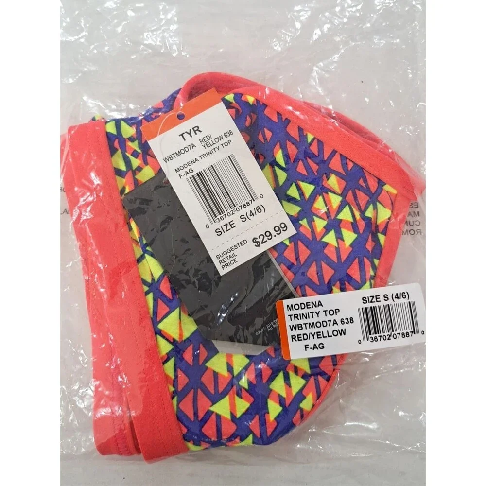 TYR Modena Trinity Bikini Top WBTMOD7A Red Yellow Women's Size S (4-6)
