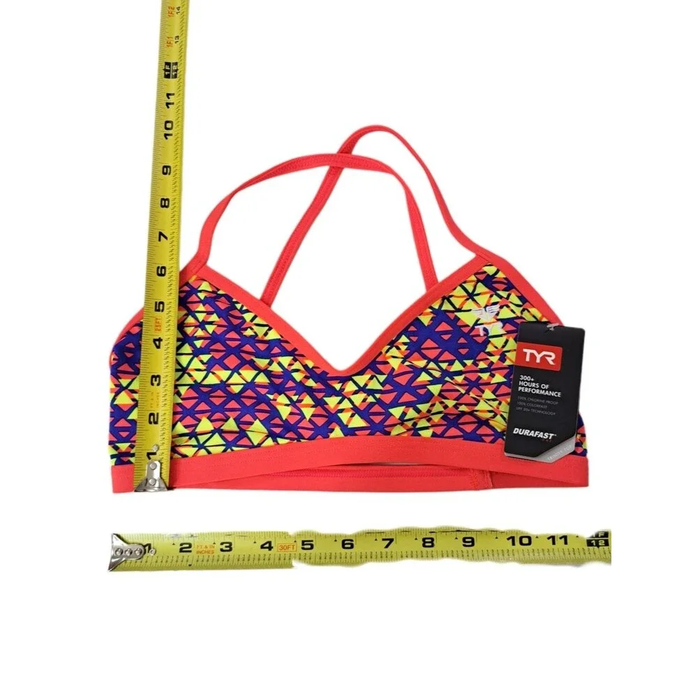 TYR Modena Trinity Bikini Top WBTMOD7A Red Yellow Women's Size S (4-6)