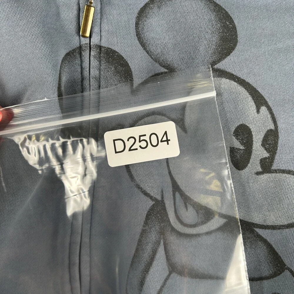 Disney Hoodie Mens Small Blue Full Zip Mickey Mouse Walt Disney World Graphic