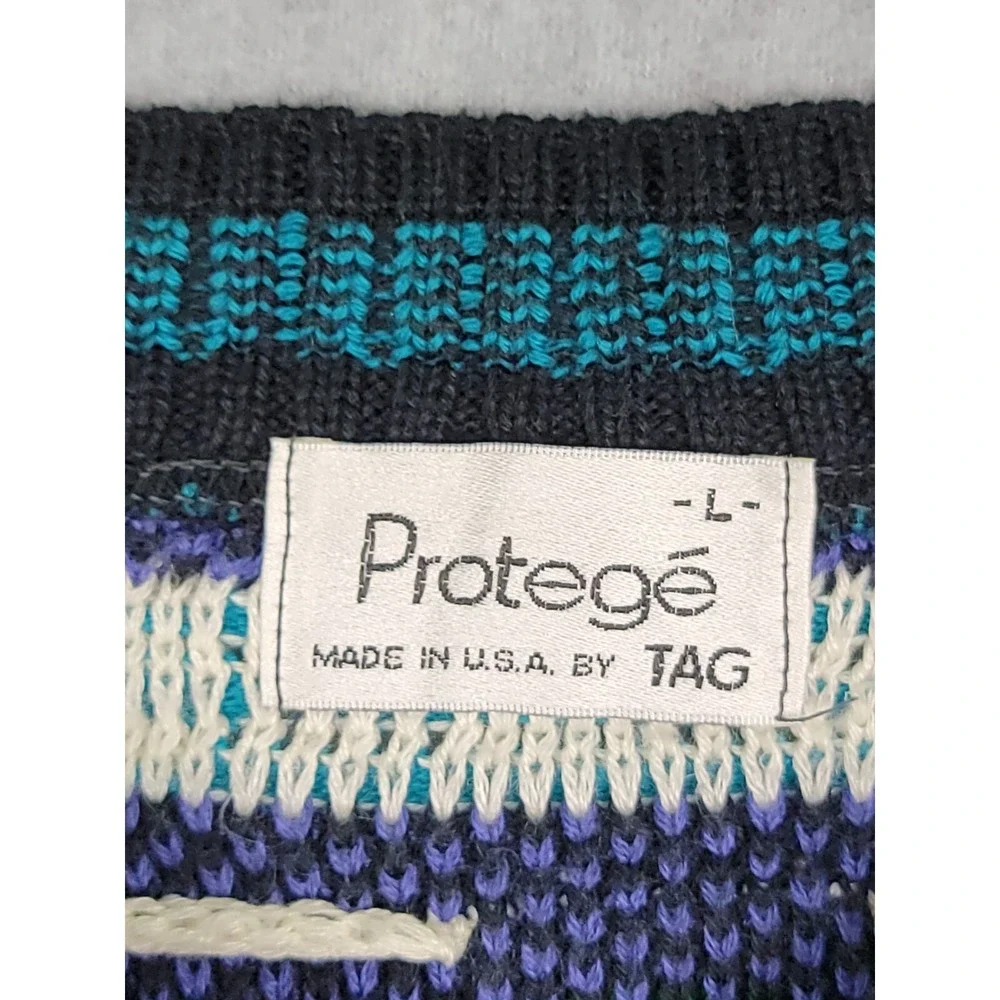 Protegé Sweater Men Large Purple 3D Knit Textured Classic Fit Crew Neck Pullover