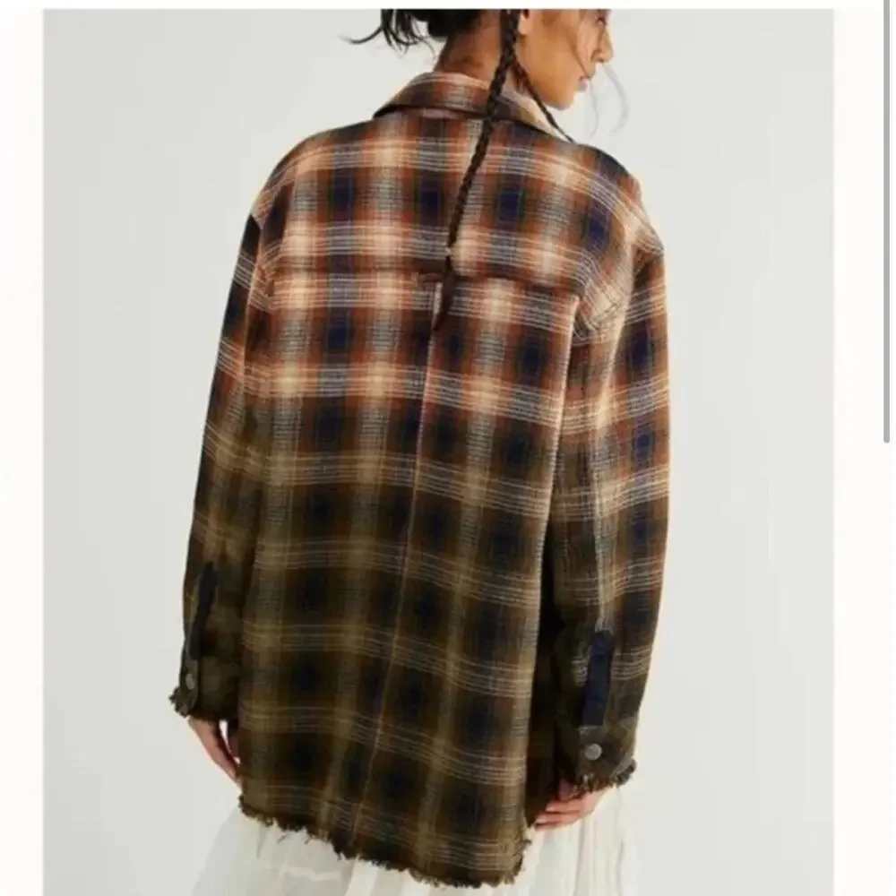 Free People Anneli Plaid Shirt Jacket