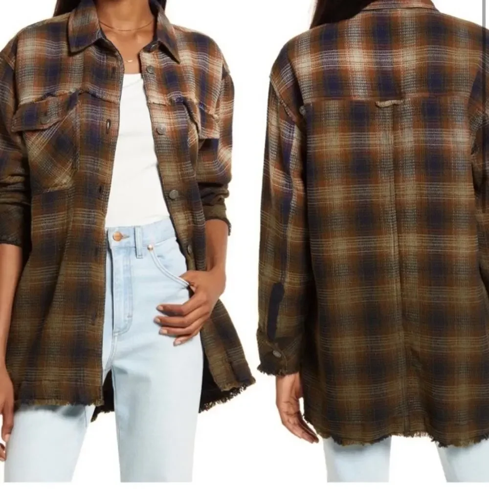 Free People Anneli Plaid Shirt Jacket