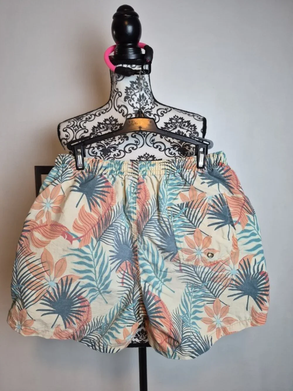 Zara Man Swim Trunks Mens M Tropical Palm Print Mesh Lined Drawstring Beach