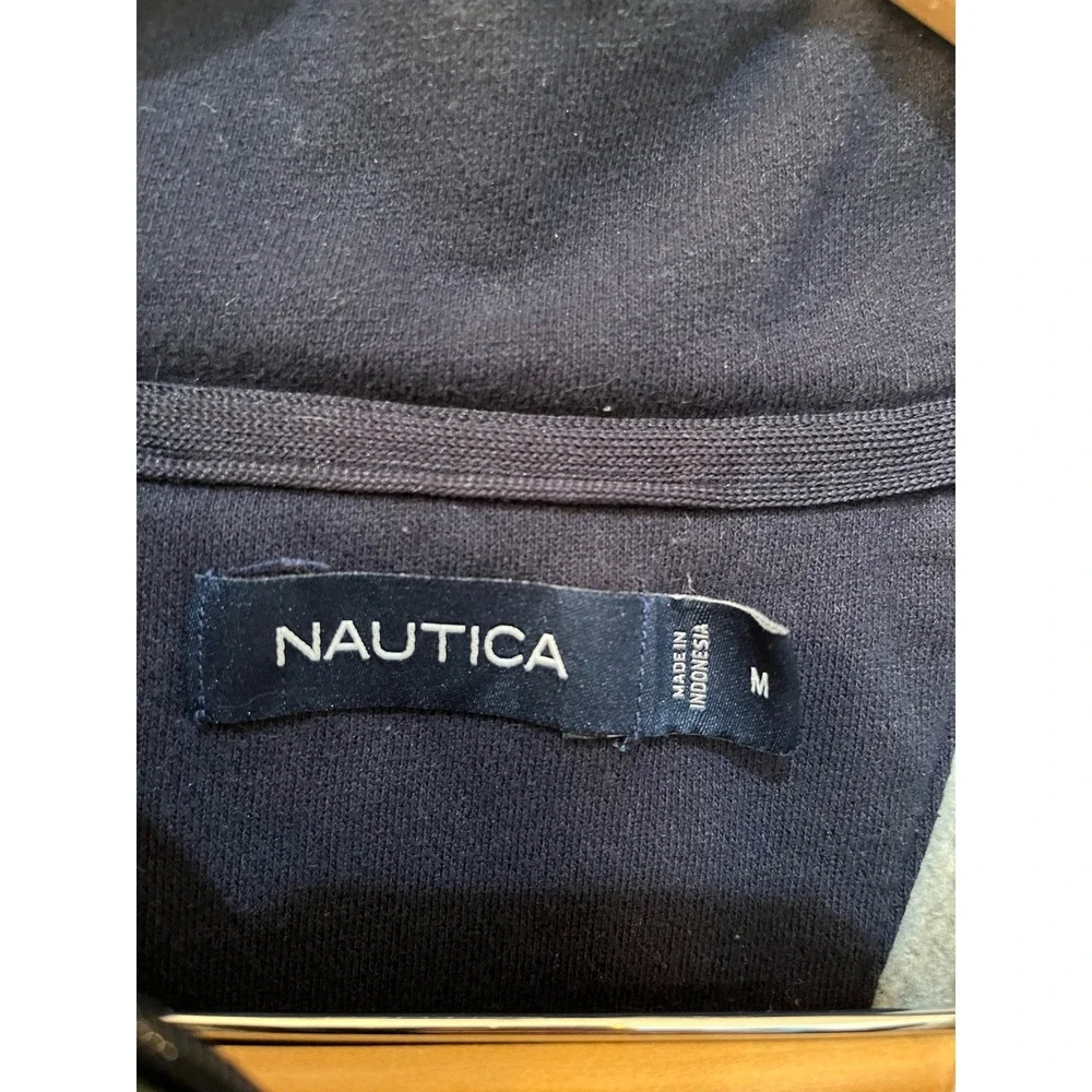 Nautica Mens J-Class Quarter Zip‎ Pullover Sweatshirt Olive Green Fleece Sz. M