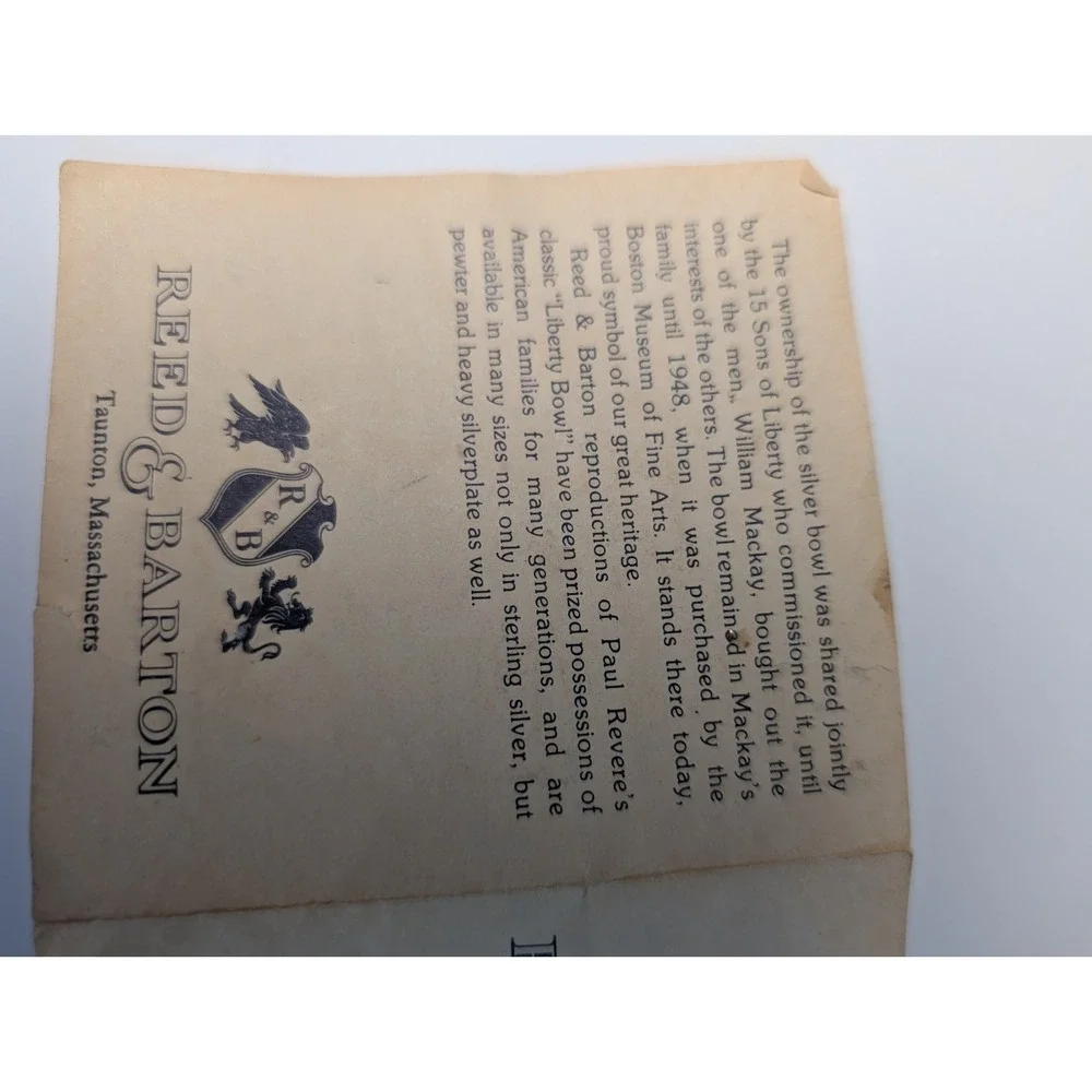 Reed & Barton note may silver