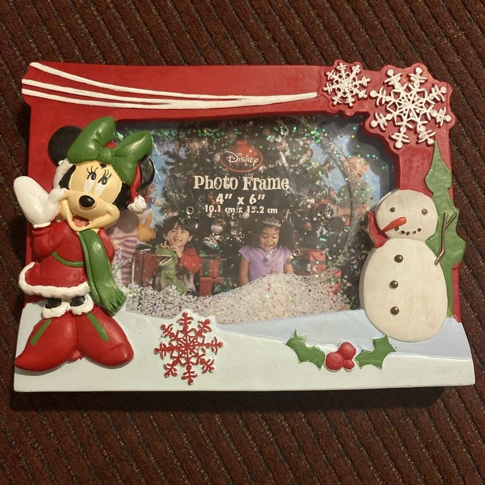 NWT DISNEY MINNIE MOUSE CHRISTMAS SNOW WATER‎ GLOBE PHOTO FRAME 4