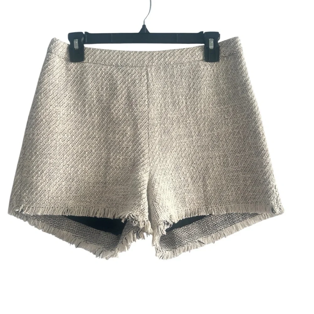 Free People Tweed Flat Front Fringed High Waisted Shorts Size 8