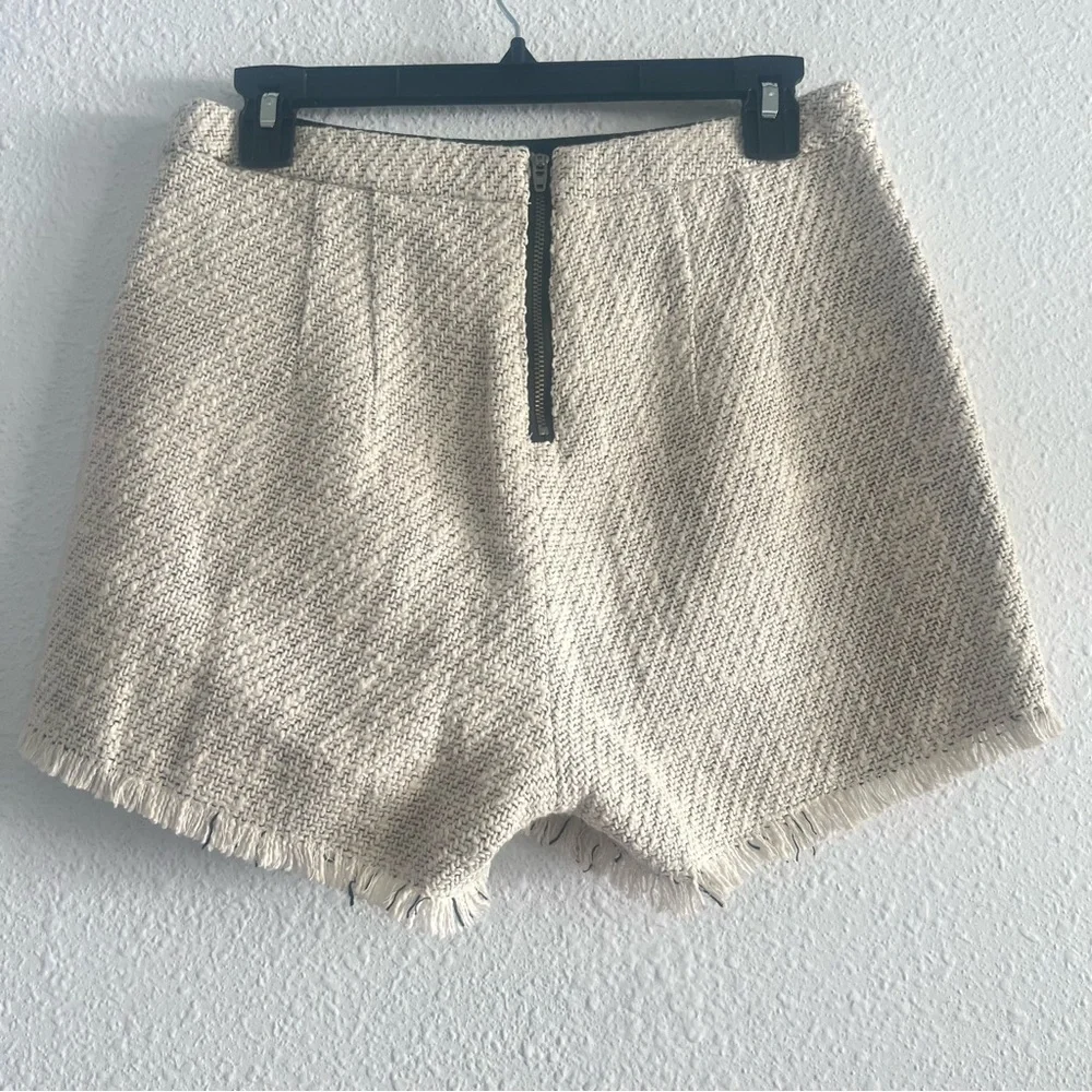 Free People Tweed Flat Front Fringed High Waisted Shorts Size 8