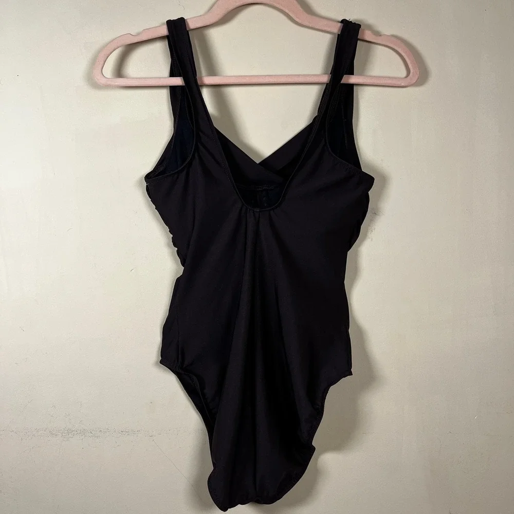 Miraclesuit Estilo Chocolate Brown Swimsuit 8 Surplice Wrap Slimming Minimalist