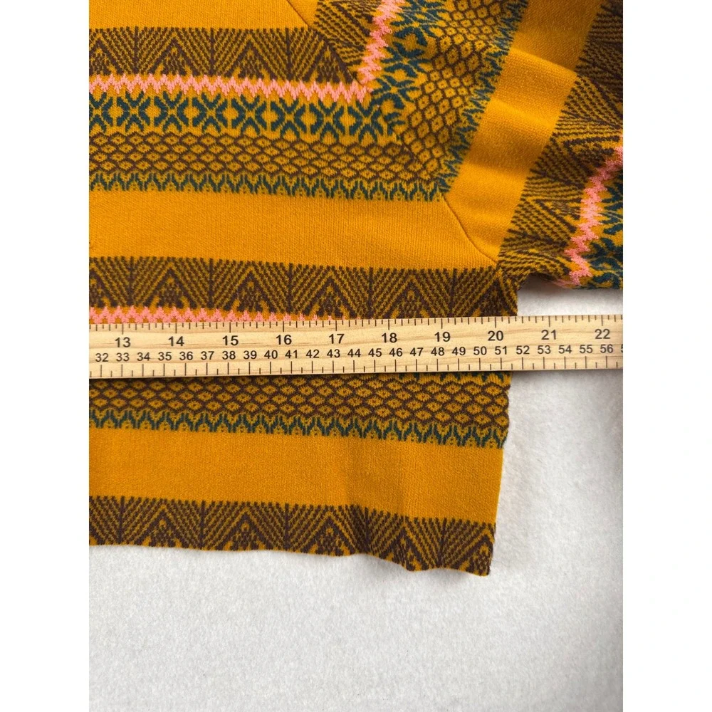 Free People Mustard Yellow Fair Isle Cropped Sweater Long Sleeve XS