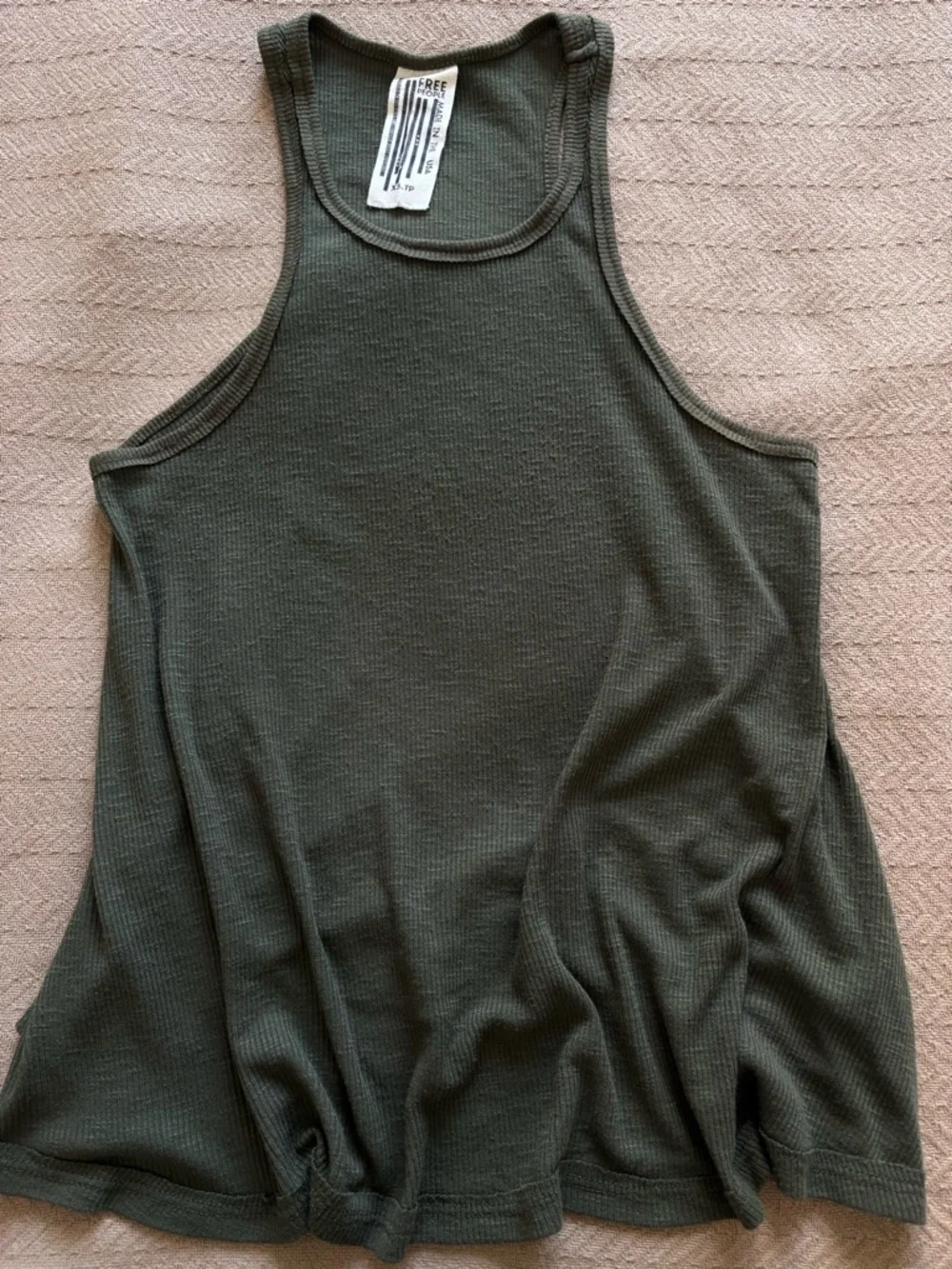 Free People Ribbed Tank Tops in Olive and Black - Knot Front