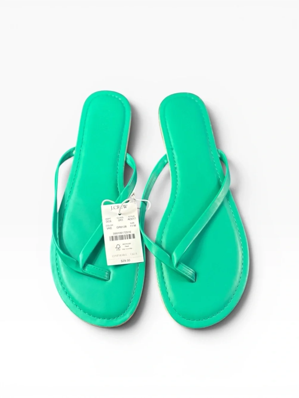 J. Crew‎ Women's Teal Slim-Strap Flip Flop Sandals