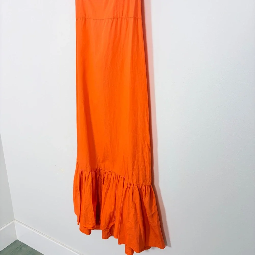 Free People Laila Tie Back Scoop‎ Neck Midi Dress Coral Orange Small