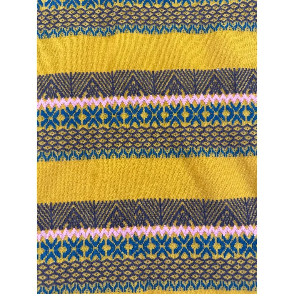 Free People Womens XS Mustard Yellow Fair Isle Knit Mini Skirt Geometric Boho